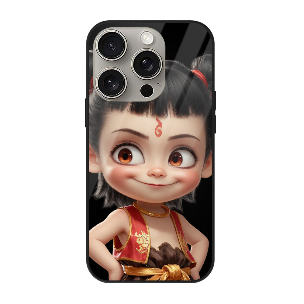 （画像用） Ne Zha 2 ナタ 魔童の大暴れ 【iPhone15Pro対応】スマホケース 耐衝撃＆黄変防止 背面ガラス