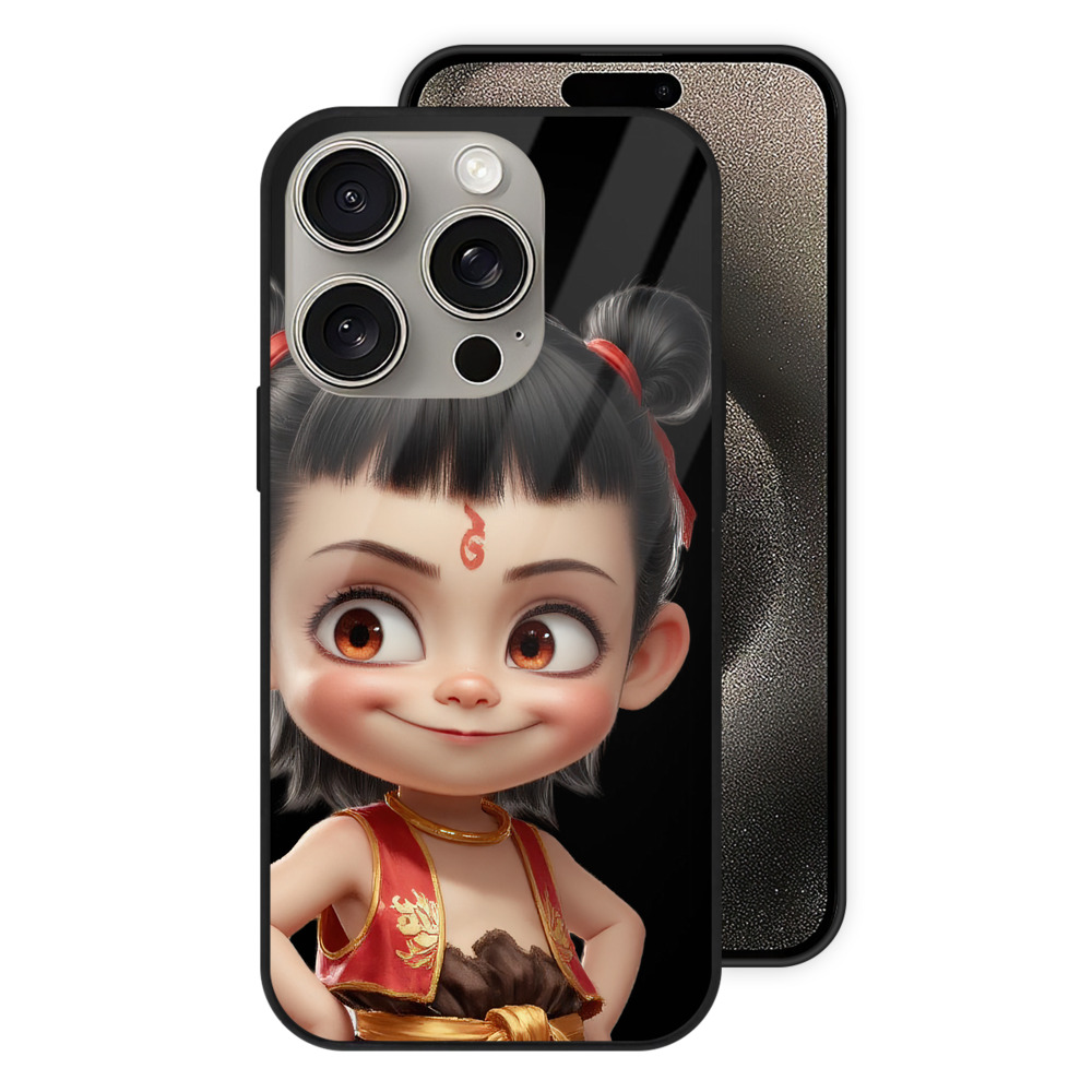 （画像用） Ne Zha 2 ナタ 魔童の大暴れ 【iPhone15Pro対応】スマホケース 耐衝撃＆黄変防止 背面ガラス