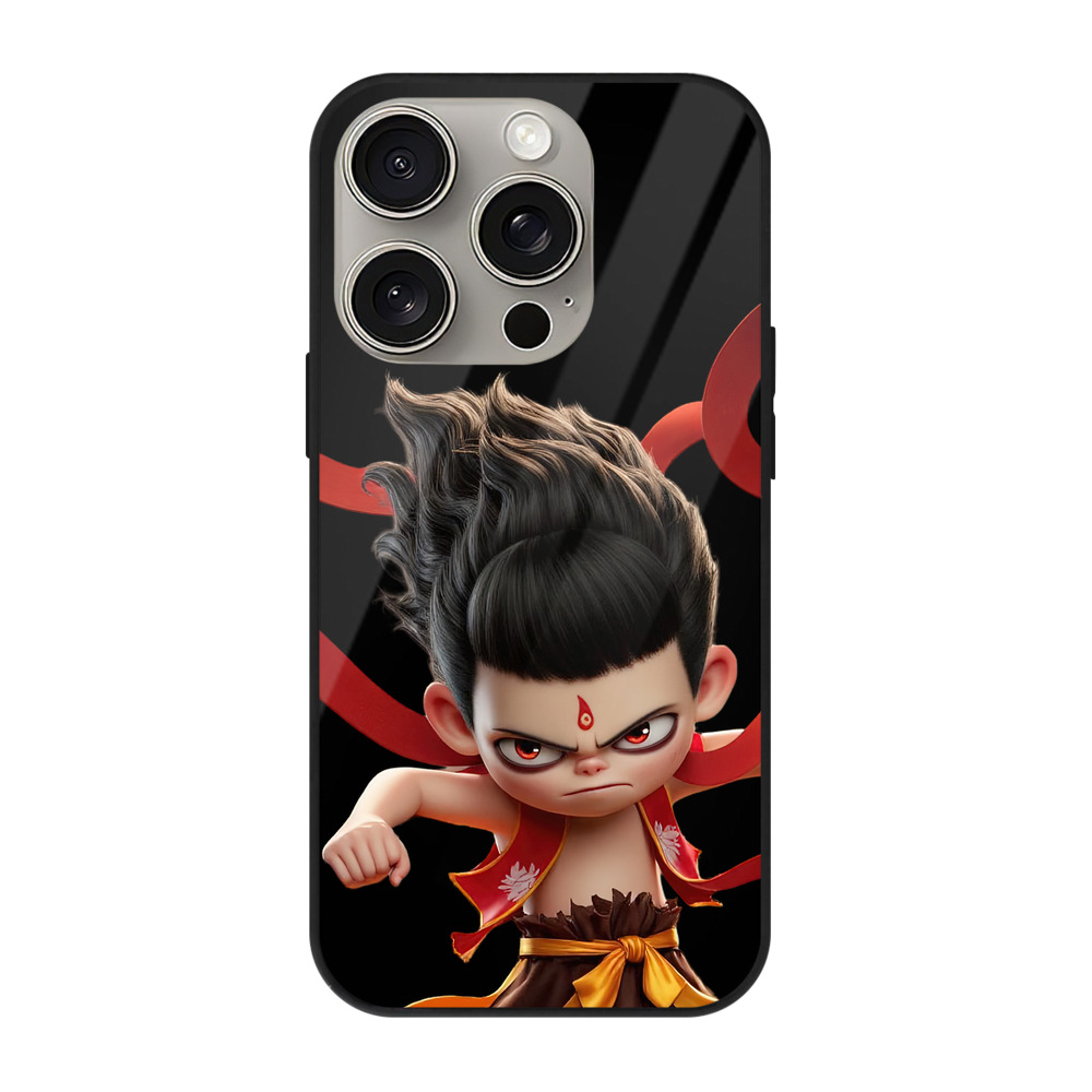 （画像用） Ne Zha 2 ナタ 魔童の大暴れ 【iPhone15Pro対応】スマホケース 耐衝撃＆黄変防止 背面ガラス