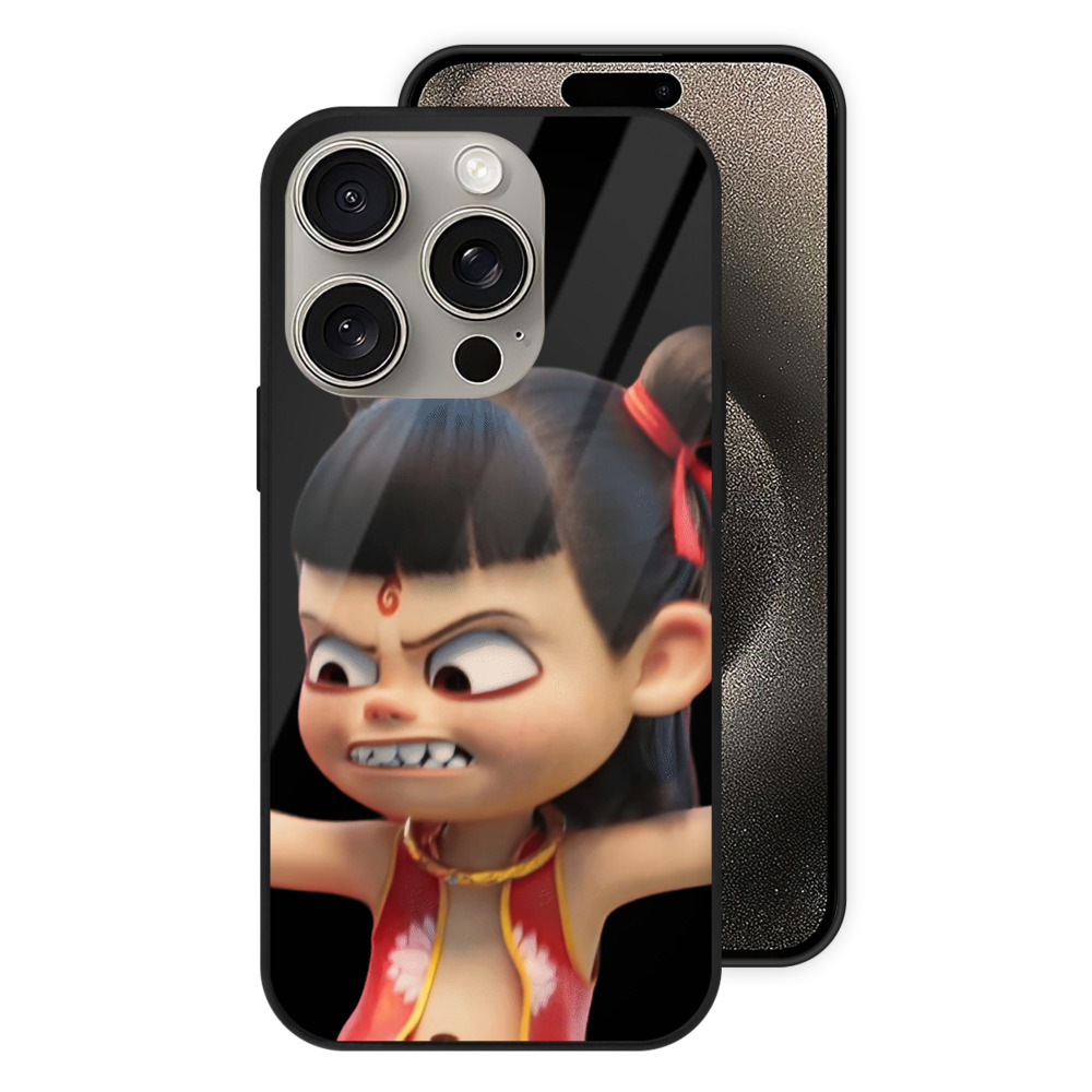（画像用） Ne Zha 2 ナタ 魔童の大暴れ 【iPhone15Pro対応】スマホケース 耐衝撃＆黄変防止 背面ガラス