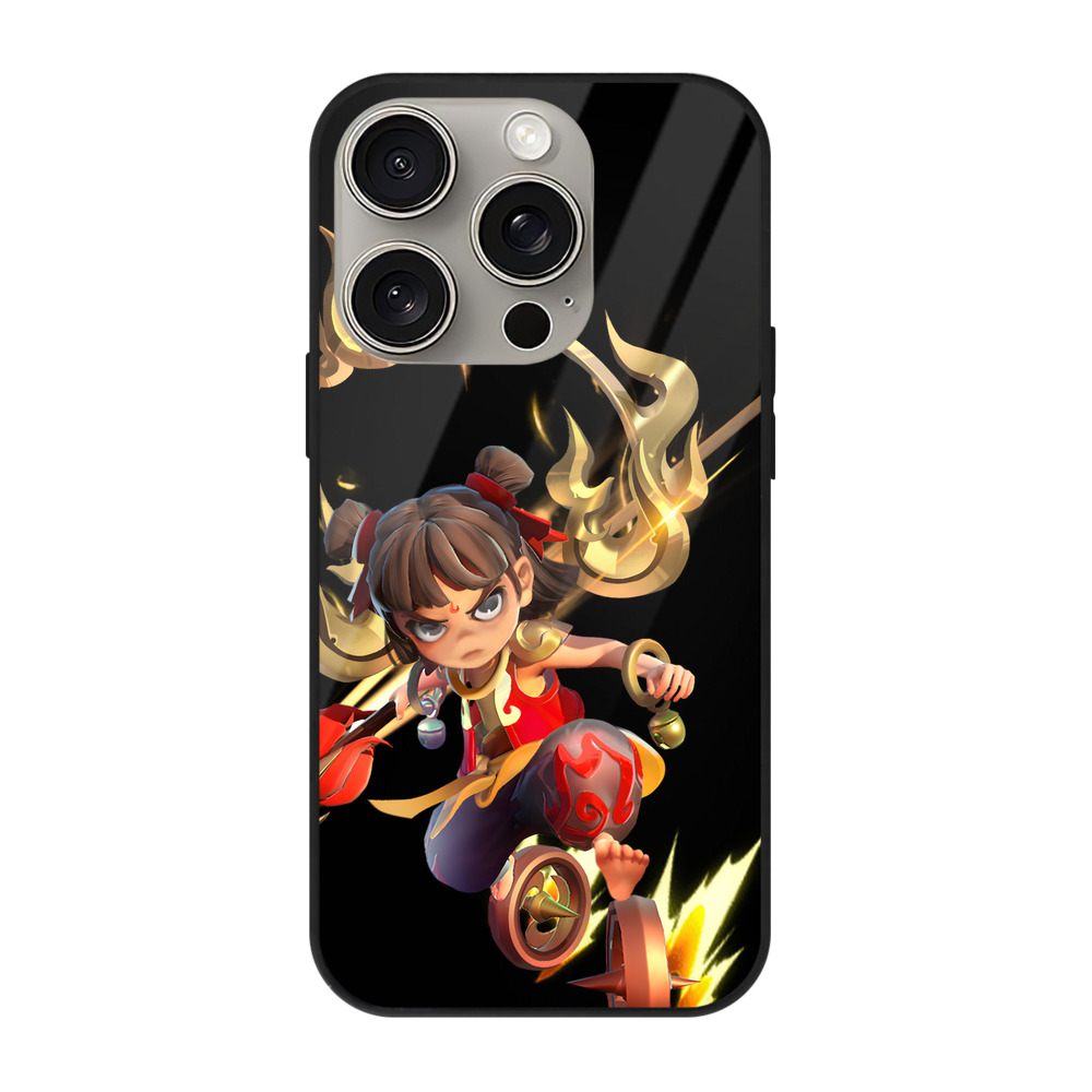 （画像用） Ne Zha 2 ナタ 魔童の大暴れ 【iPhone15Pro対応】スマホケース 耐衝撃＆黄変防止 背面ガラス