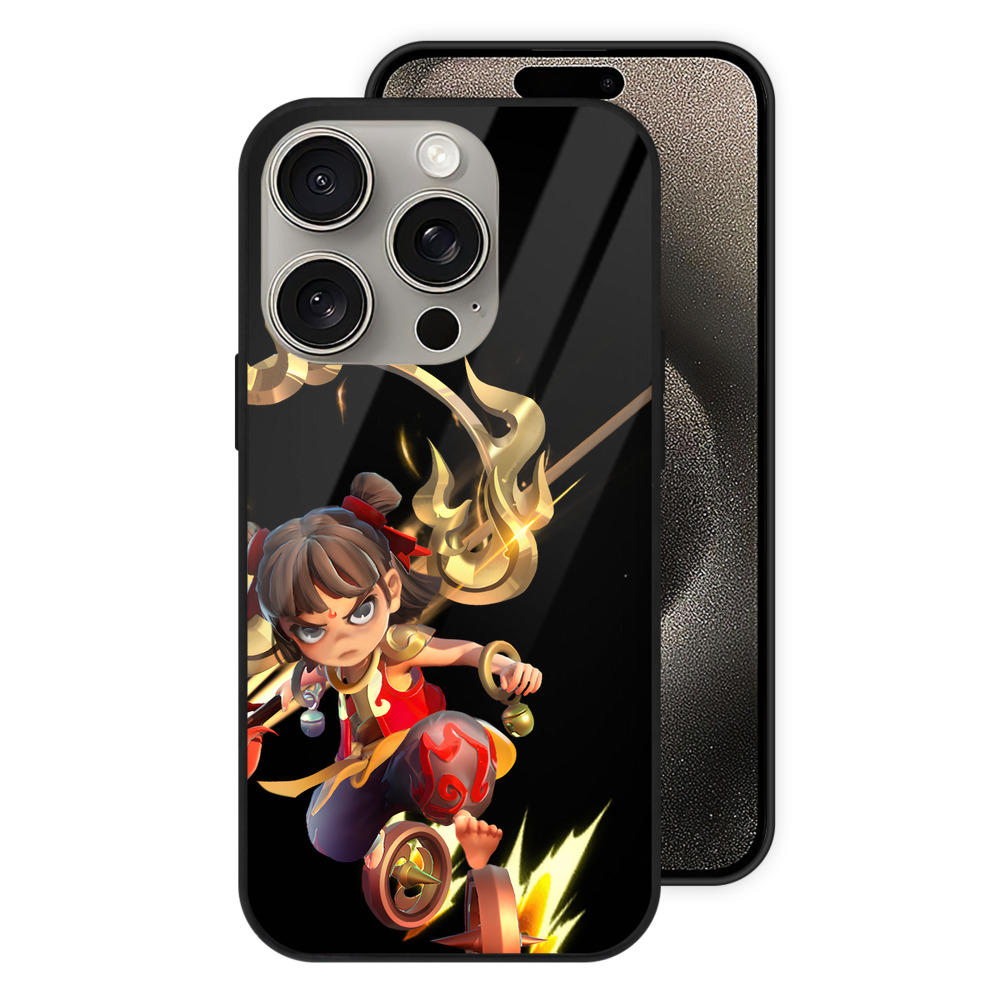 （画像用） Ne Zha 2 ナタ 魔童の大暴れ 【iPhone15Pro対応】スマホケース 耐衝撃＆黄変防止 背面ガラス
