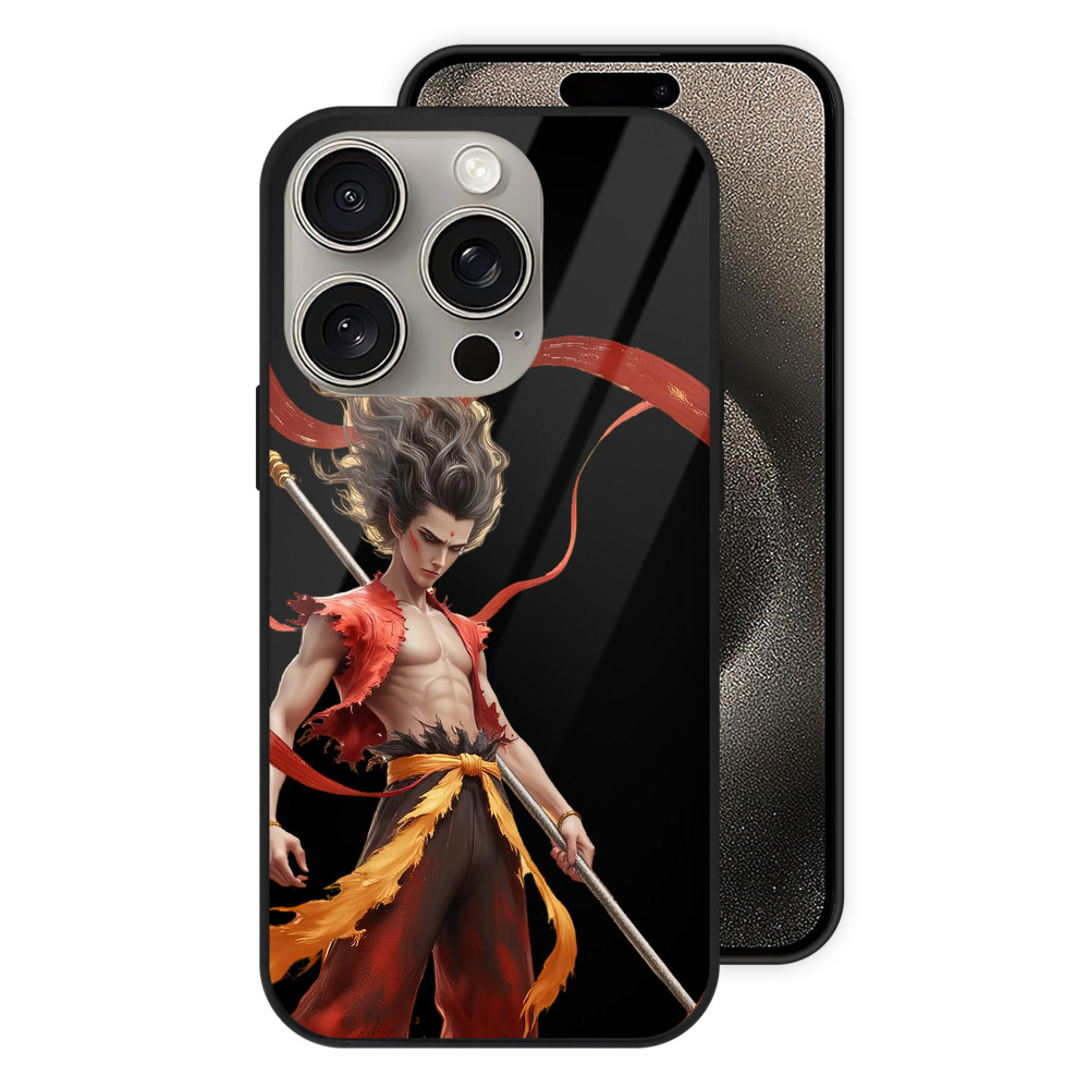 （画像用） Ne Zha 2 ナタ 魔童の大暴れ 【iPhone15Pro対応】スマホケース 耐衝撃＆黄変防止 背面ガラス