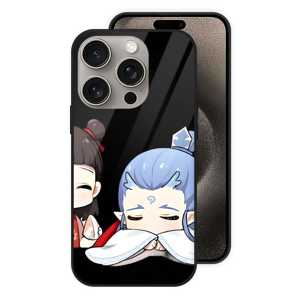 （画像用） Ne Zha 2 ナタ 魔童の大暴れ 【iPhone15Pro対応】スマホケース 耐衝撃＆黄変防止 背面ガラス