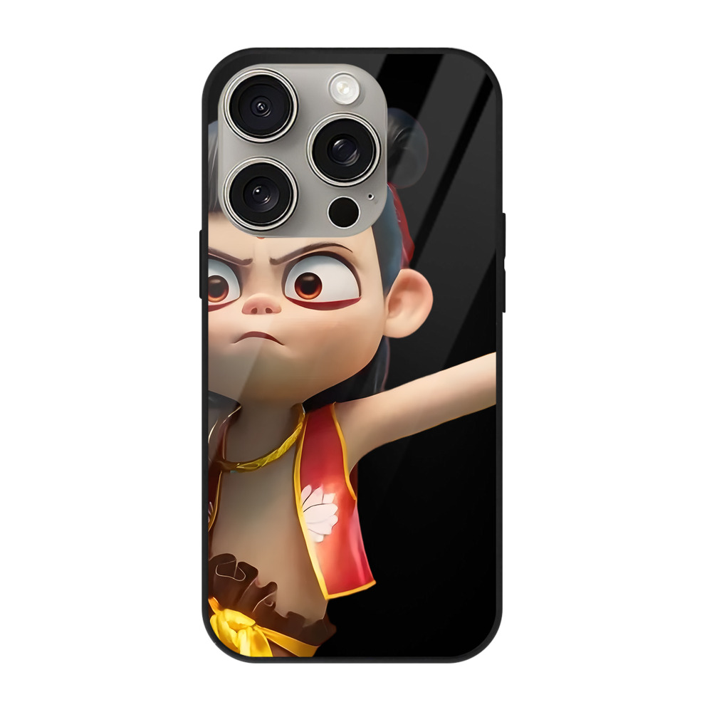 （画像用） Ne Zha 2 ナタ 魔童の大暴れ 【iPhone15Pro対応】スマホケース 耐衝撃＆黄変防止 背面ガラス