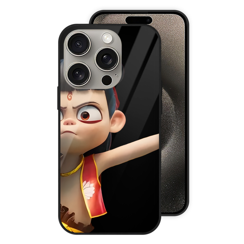 （画像用） Ne Zha 2 ナタ 魔童の大暴れ 【iPhone15Pro対応】スマホケース 耐衝撃＆黄変防止 背面ガラス