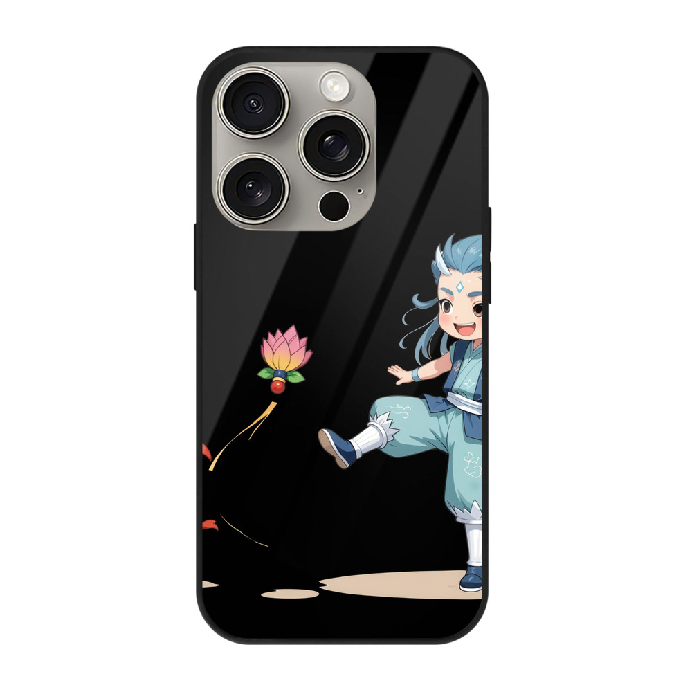 （画像用） Ne Zha 2 ナタ 魔童の大暴れ 【iPhone15Pro対応】スマホケース 耐衝撃＆黄変防止 背面ガラス