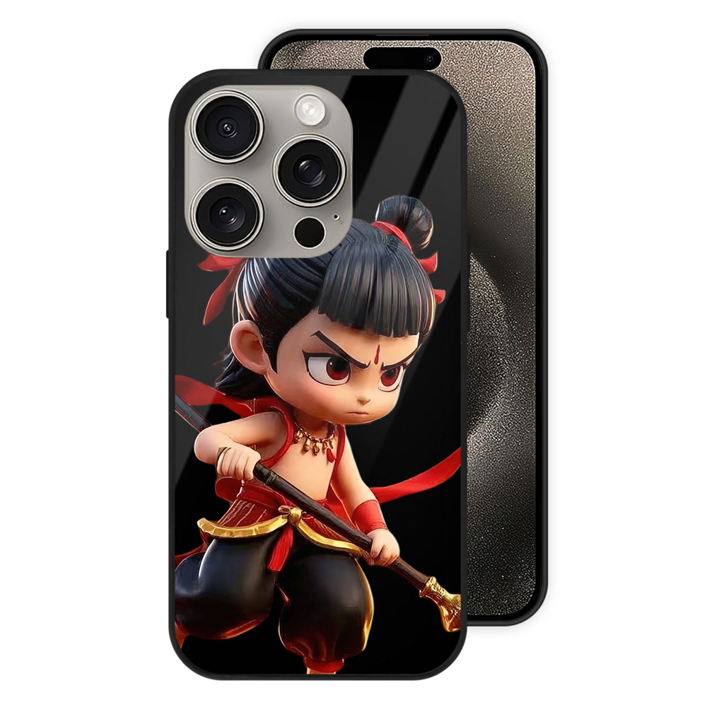 （画像用） Ne Zha 2 ナタ 魔童の大暴れ 【iPhone15Pro対応】スマホケース 耐衝撃＆黄変防止 背面ガラス