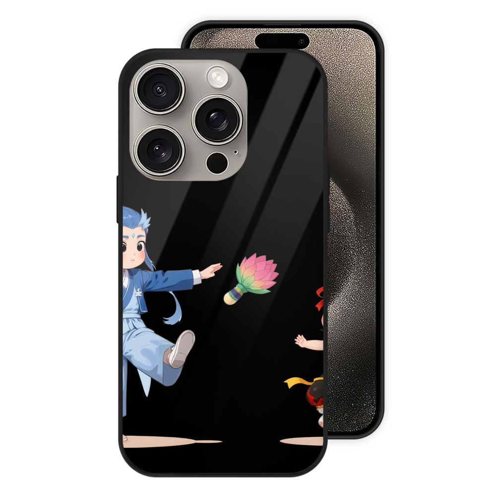 （画像用） Ne Zha 2 ナタ 魔童の大暴れ 【iPhone15Pro対応】スマホケース 耐衝撃＆黄変防止 背面ガラス