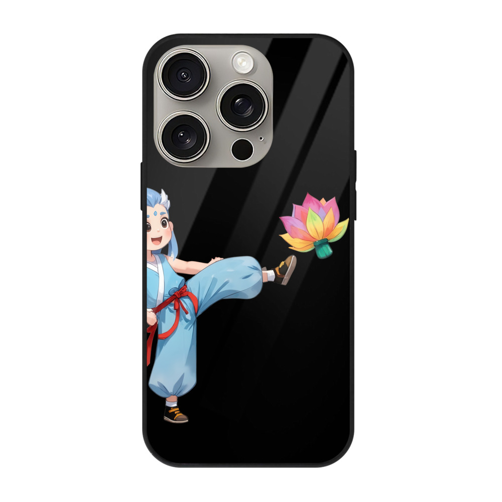 （画像用） Ne Zha 2 ナタ 魔童の大暴れ 【iPhone15Pro対応】スマホケース 耐衝撃＆黄変防止 背面ガラス