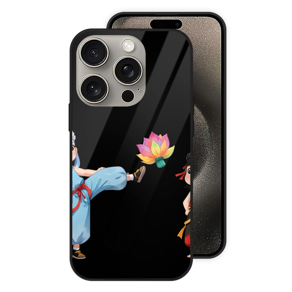 （画像用） Ne Zha 2 ナタ 魔童の大暴れ 【iPhone15Pro対応】スマホケース 耐衝撃＆黄変防止 背面ガラス