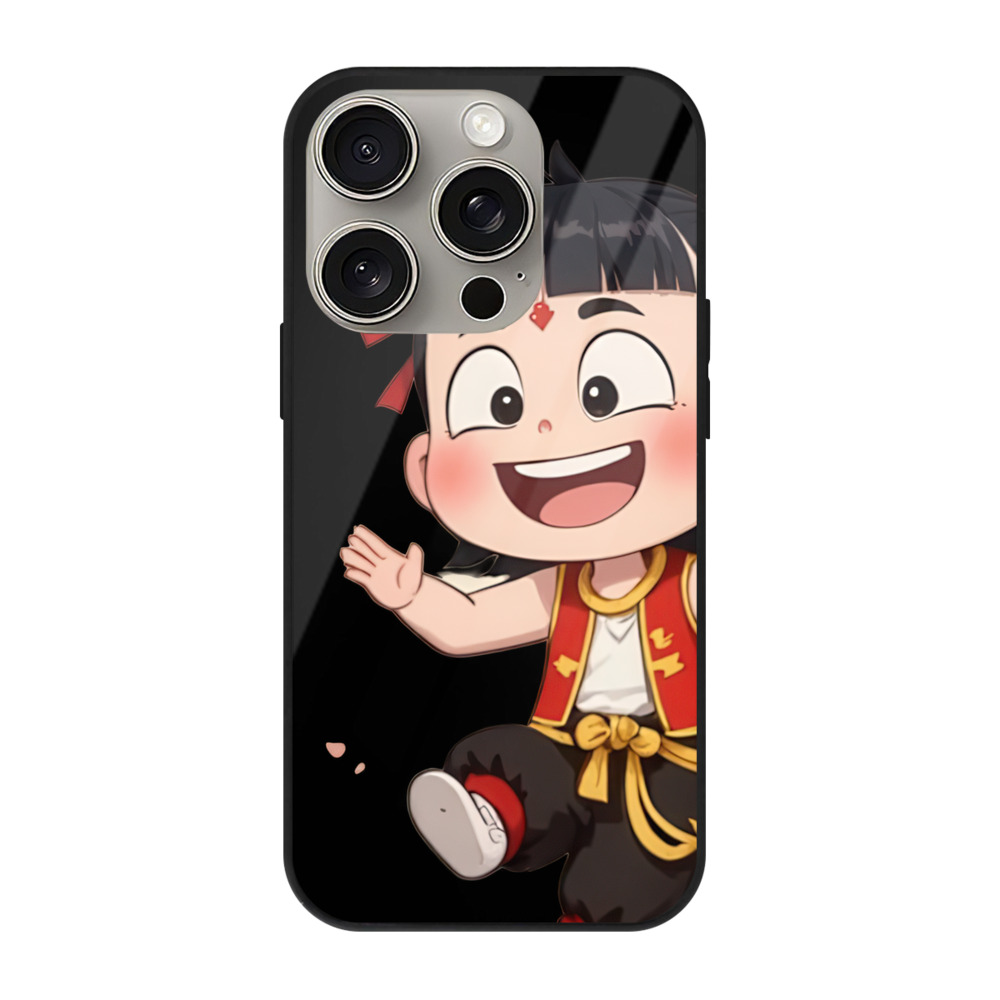 （画像用） Ne Zha 2 ナタ 魔童の大暴れ 【iPhone15Pro対応】スマホケース 耐衝撃＆黄変防止 背面ガラス