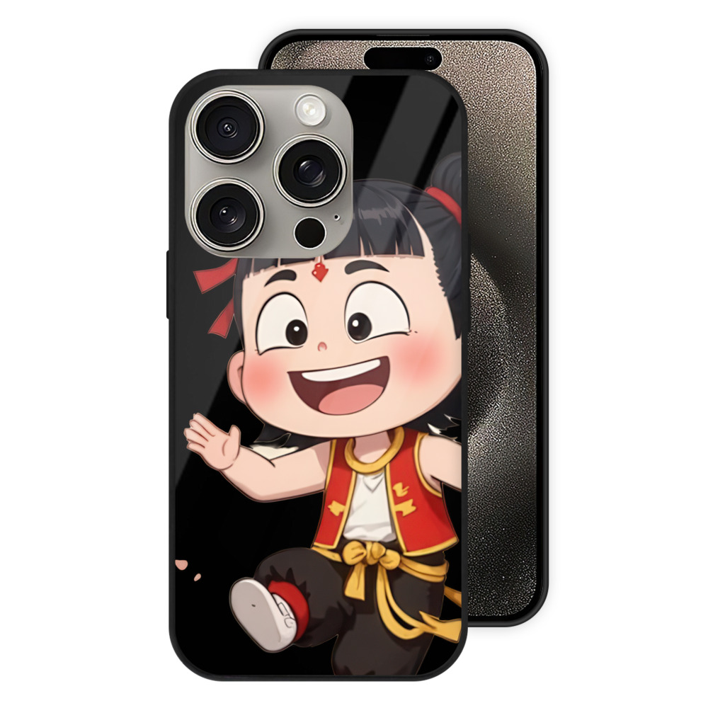 （画像用） Ne Zha 2 ナタ 魔童の大暴れ 【iPhone15Pro対応】スマホケース 耐衝撃＆黄変防止 背面ガラス