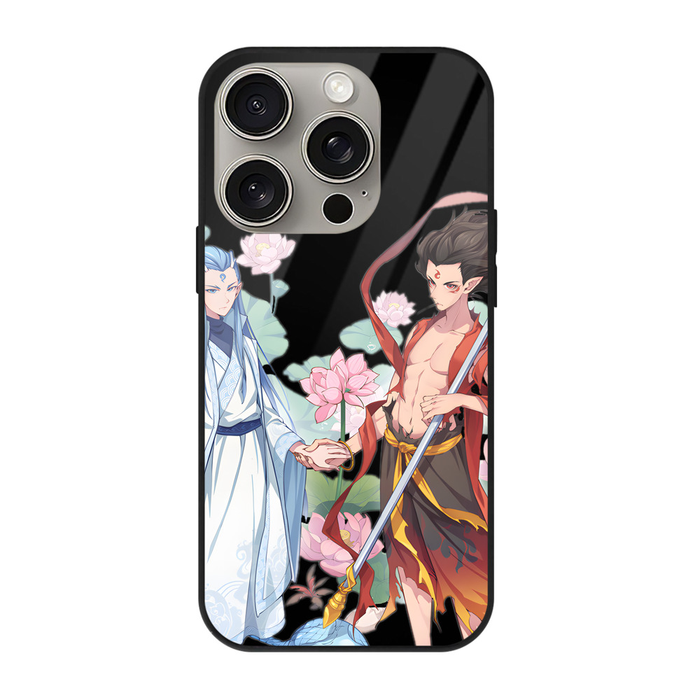（画像用） Ne Zha 2 ナタ 魔童の大暴れ 【iPhone15Pro対応】スマホケース 耐衝撃＆黄変防止 背面ガラス