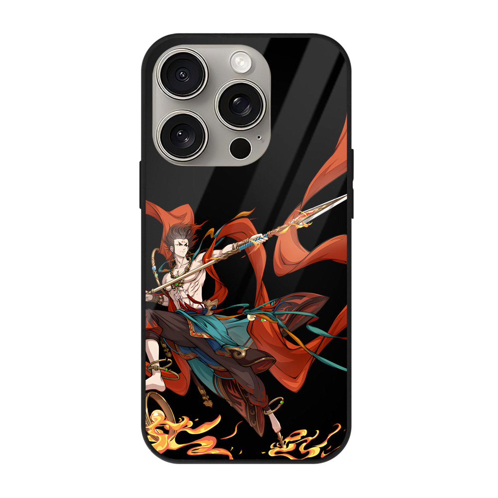 （画像用） Ne Zha 2 ナタ 魔童の大暴れ 【iPhone15Pro対応】スマホケース 耐衝撃＆黄変防止 背面ガラス