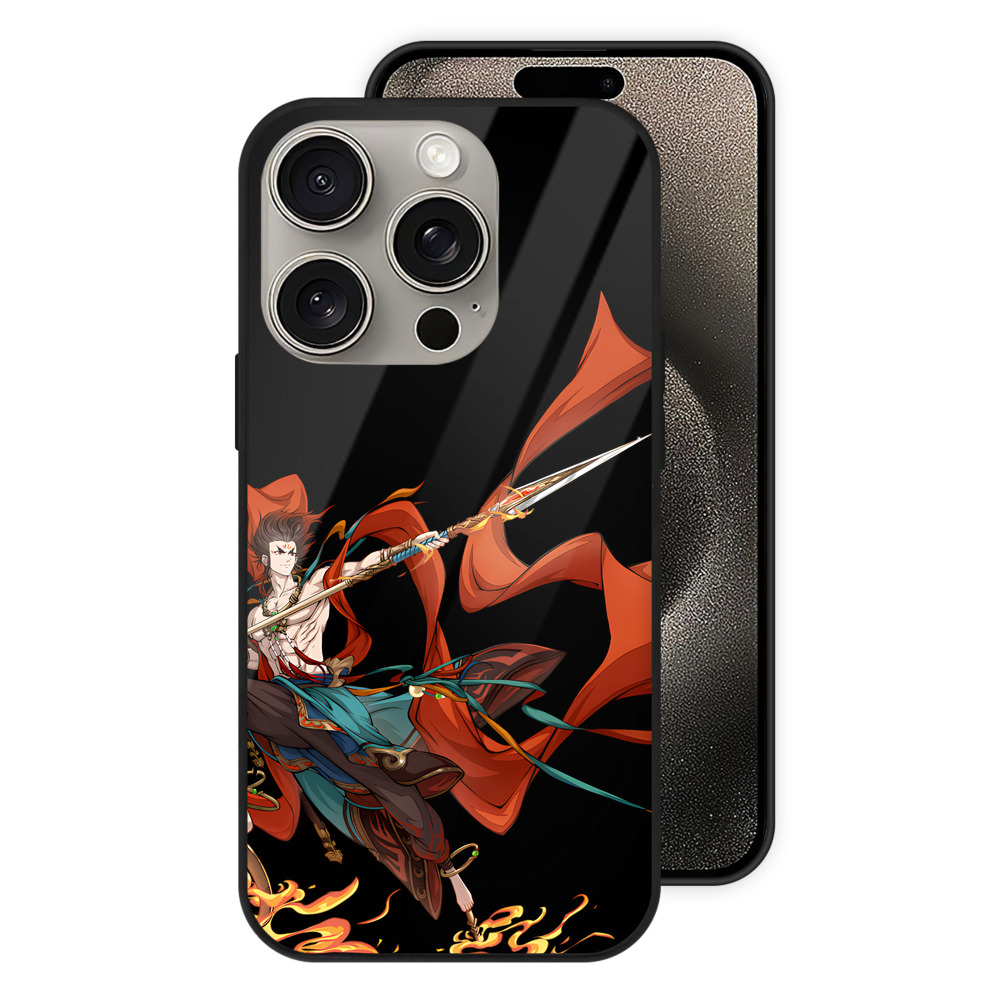 （画像用） Ne Zha 2 ナタ 魔童の大暴れ 【iPhone15Pro対応】スマホケース 耐衝撃＆黄変防止 背面ガラス