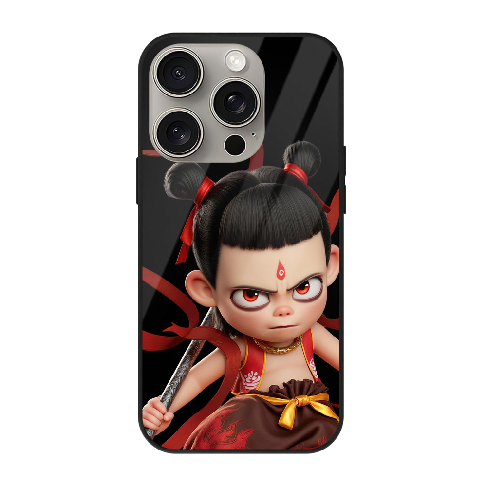 （画像用） Ne Zha 2 ナタ 魔童の大暴れ 【iPhone15Pro対応】スマホケース 耐衝撃＆黄変防止 背面ガラス