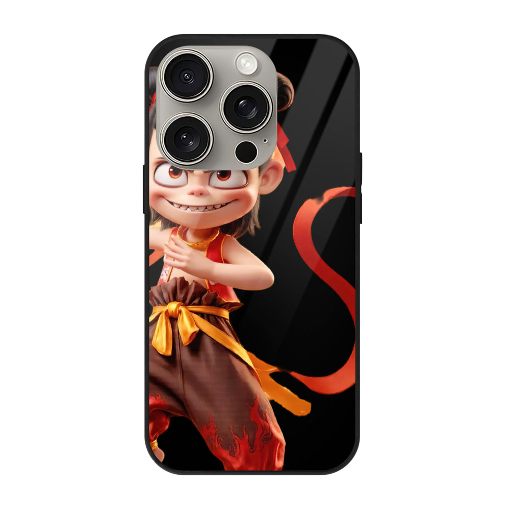 （画像用） Ne Zha 2 ナタ 魔童の大暴れ 【iPhone15Pro対応】スマホケース 耐衝撃＆黄変防止 背面ガラス