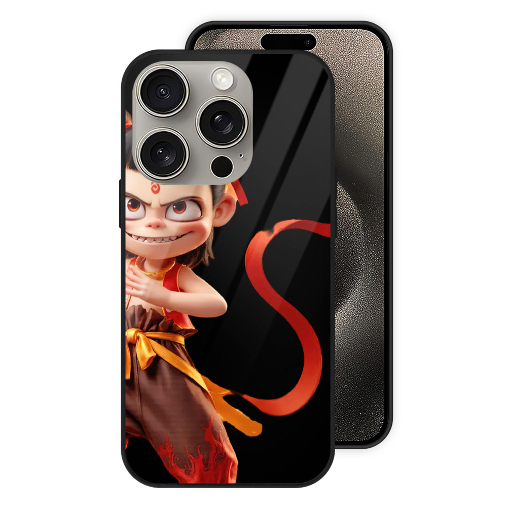 （画像用） Ne Zha 2 ナタ 魔童の大暴れ 【iPhone15Pro対応】スマホケース 耐衝撃＆黄変防止 背面ガラス