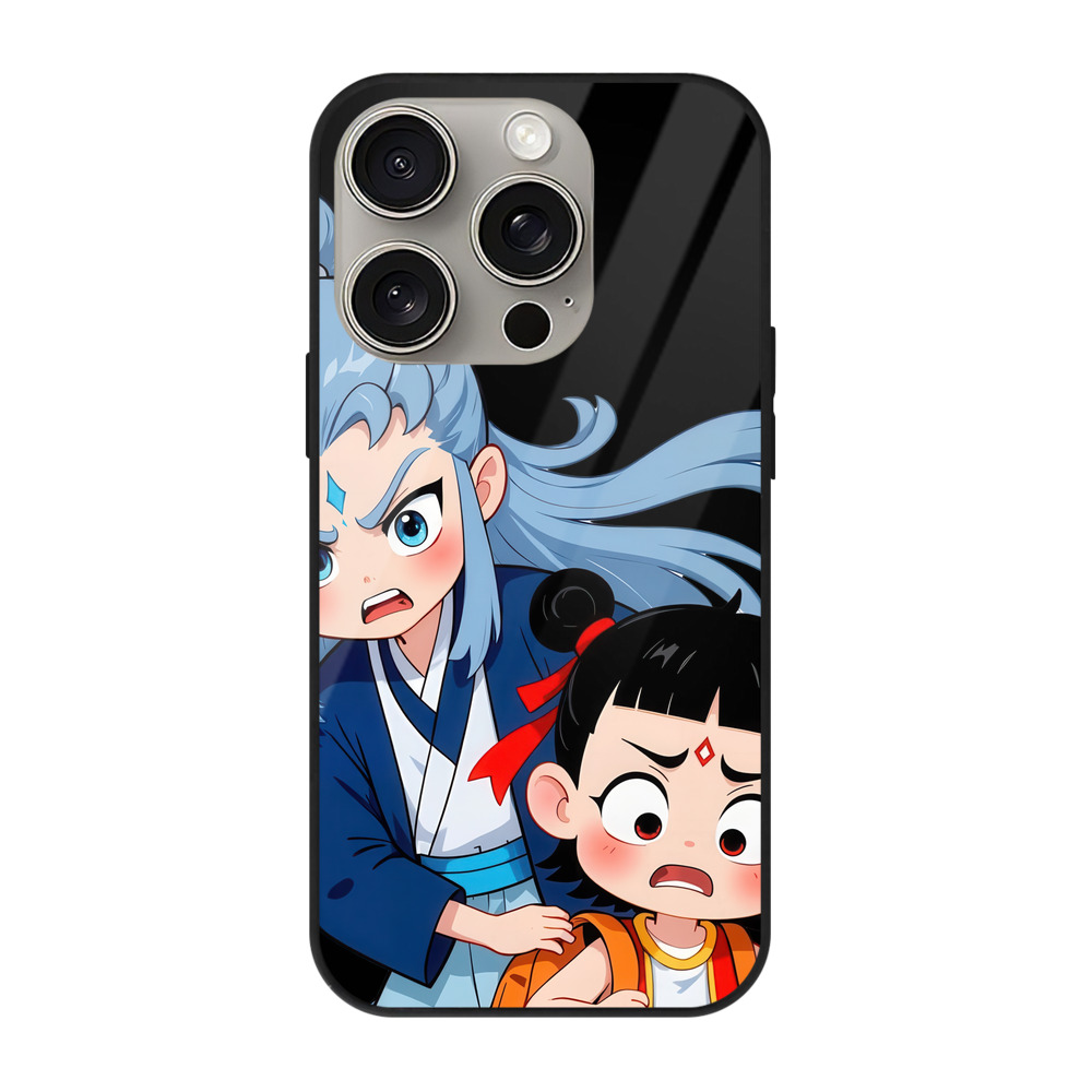 （画像用） Ne Zha 2 ナタ 魔童の大暴れ 【iPhone15Pro対応】スマホケース 耐衝撃＆黄変防止 背面ガラス