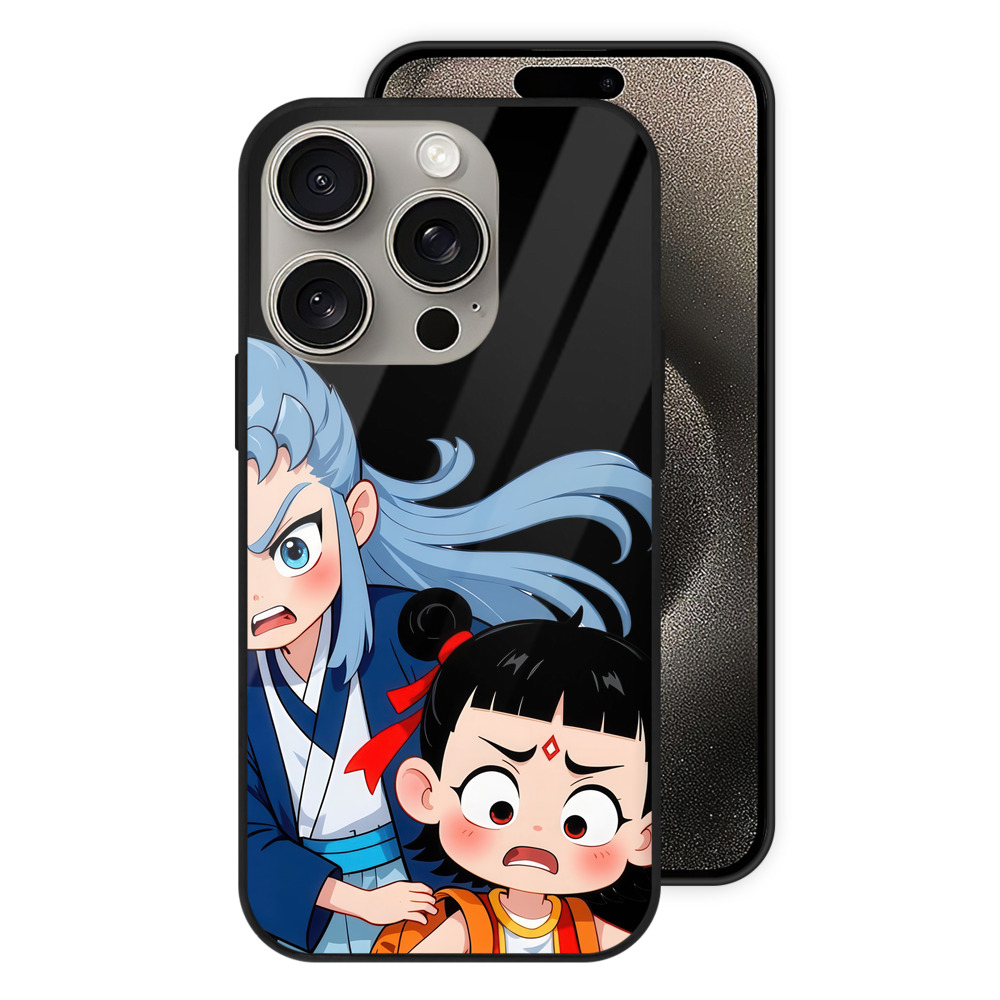 （画像用） Ne Zha 2 ナタ 魔童の大暴れ 【iPhone15Pro対応】スマホケース 耐衝撃＆黄変防止 背面ガラス