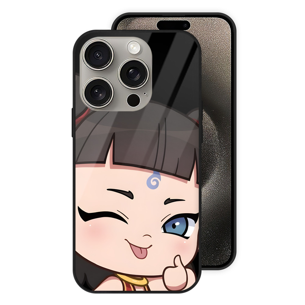 （画像用） Ne Zha 2 ナタ 魔童の大暴れ 【iPhone15Pro対応】スマホケース 耐衝撃＆黄変防止 背面ガラス