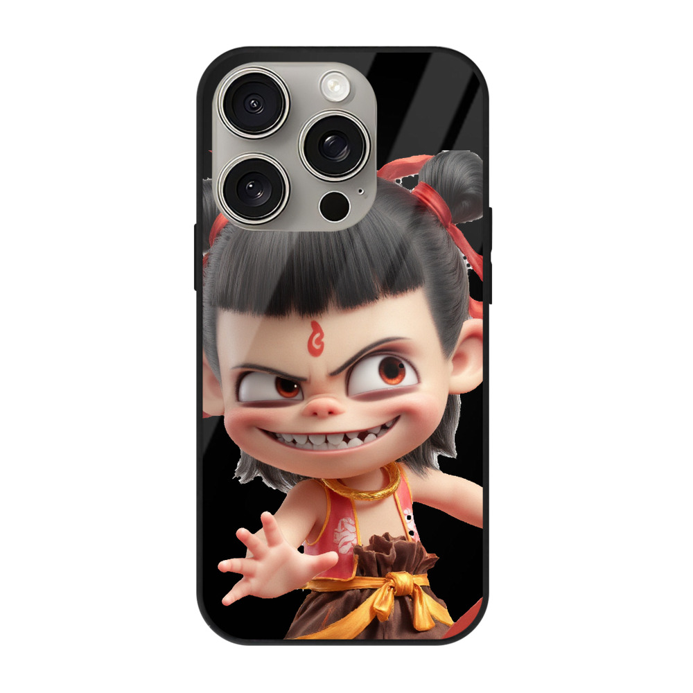 （画像用） Ne Zha 2 ナタ 魔童の大暴れ 【iPhone15Pro対応】スマホケース 耐衝撃＆黄変防止 背面ガラス