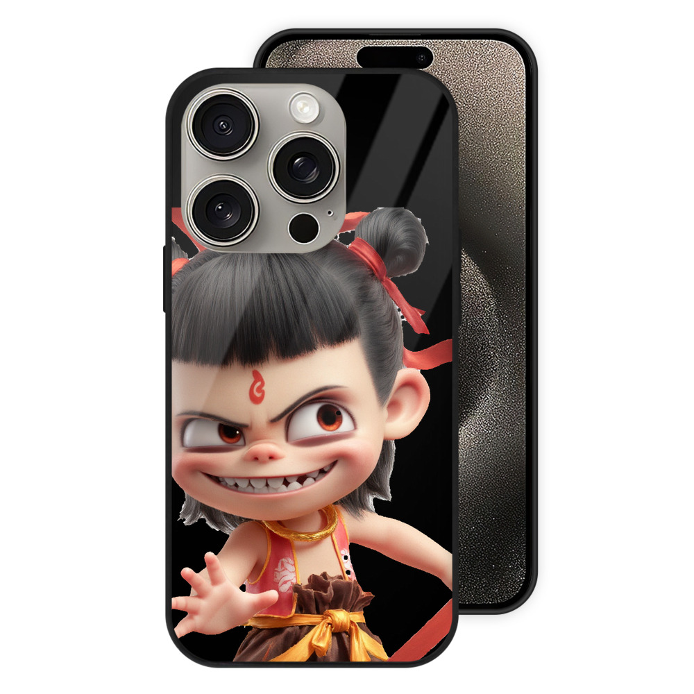 （画像用） Ne Zha 2 ナタ 魔童の大暴れ 【iPhone15Pro対応】スマホケース 耐衝撃＆黄変防止 背面ガラス