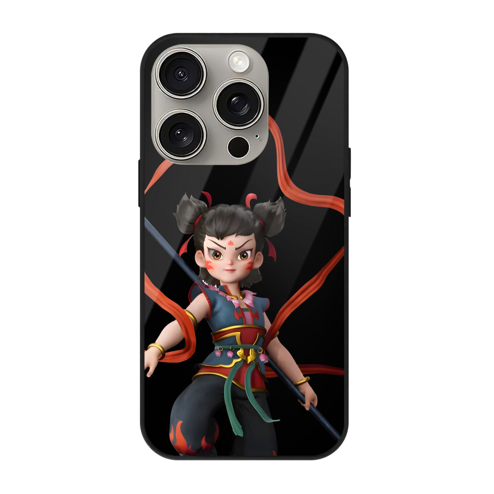 （画像用） Ne Zha 2 ナタ 魔童の大暴れ 【iPhone15Pro対応】スマホケース 耐衝撃＆黄変防止 背面ガラス