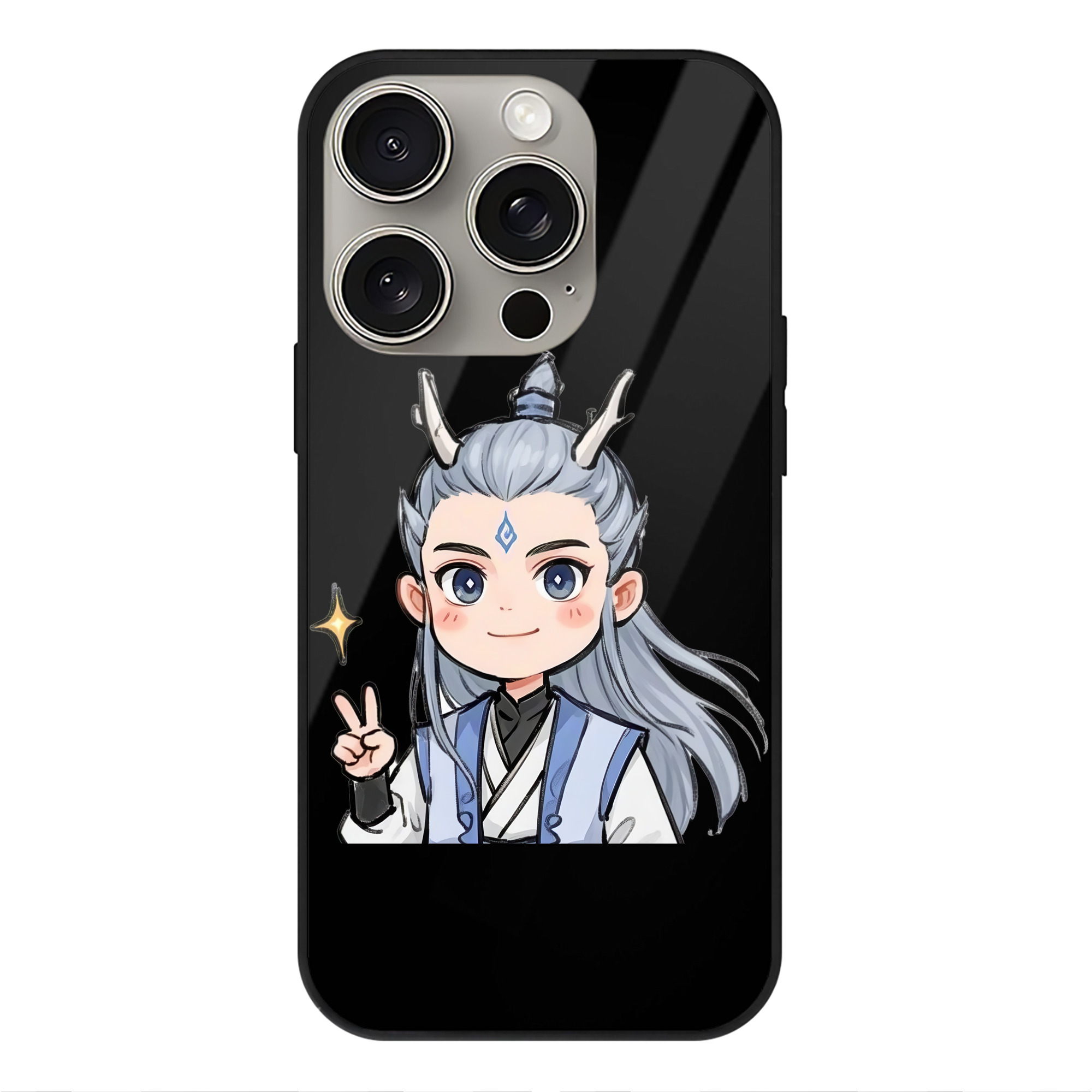 （画像用） Ne Zha 2 ナタ 魔童の大暴れ 【iPhone15Pro対応】スマホケース 耐衝撃＆黄変防止 背面ガラス