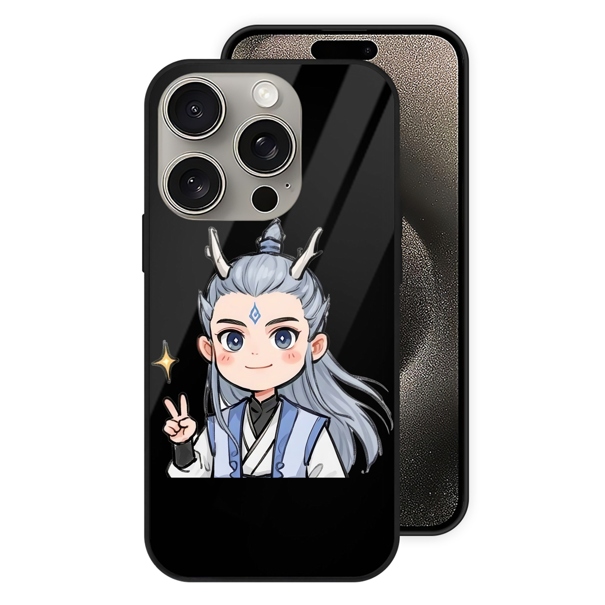 （画像用） Ne Zha 2 ナタ 魔童の大暴れ 【iPhone15Pro対応】スマホケース 耐衝撃＆黄変防止 背面ガラス