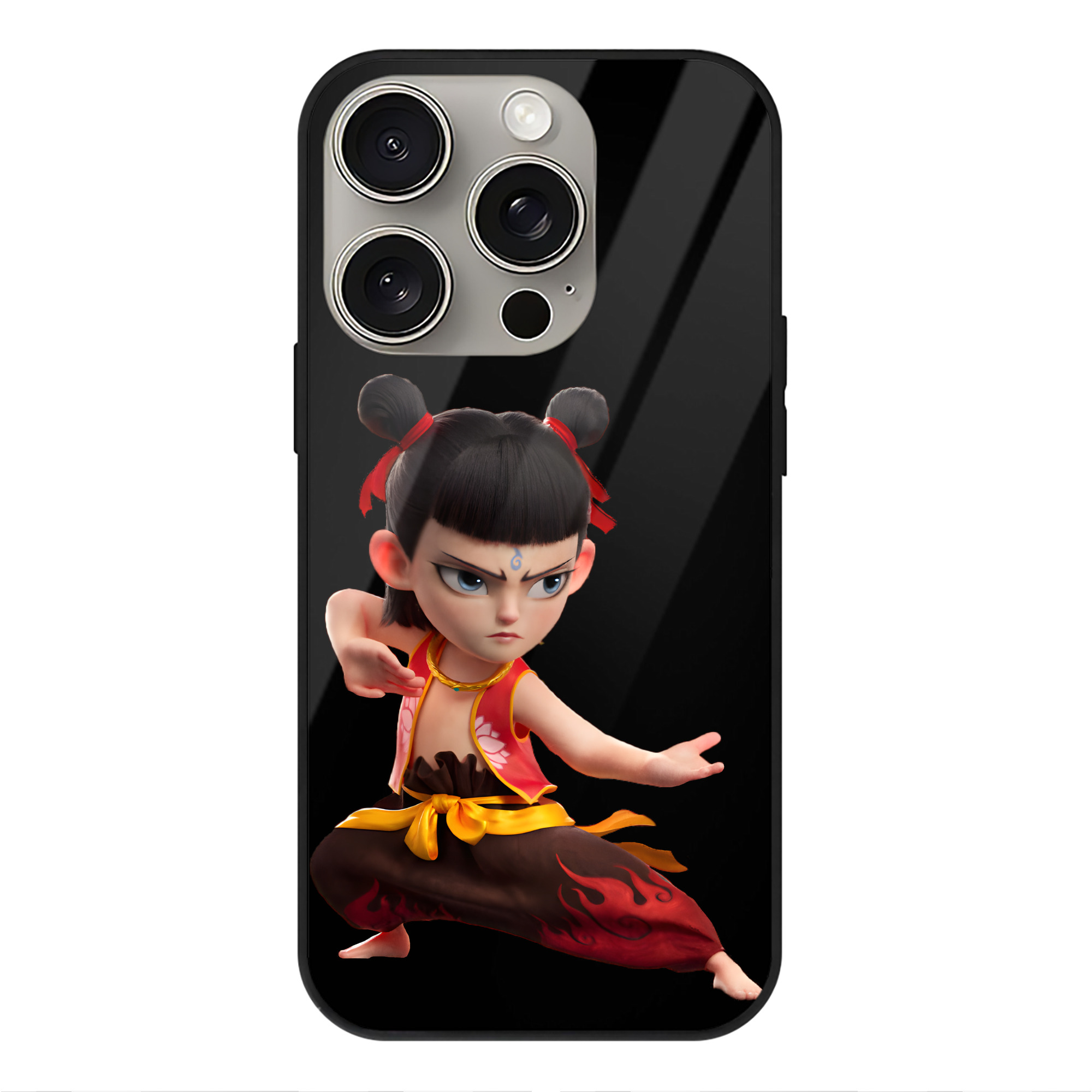 （画像用） Ne Zha 2 ナタ 魔童の大暴れ 【iPhone15Pro対応】スマホケース 耐衝撃＆黄変防止 背面ガラス