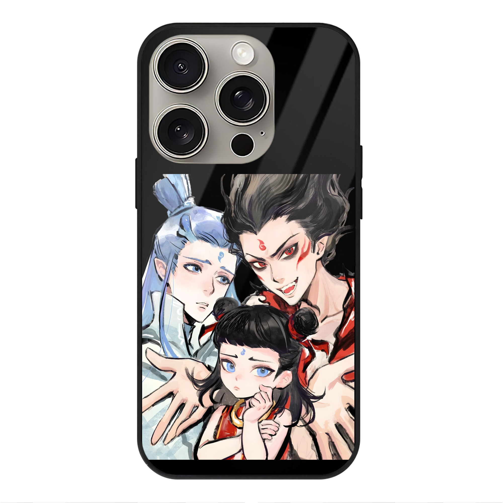 （画像用） Ne Zha 2 ナタ 魔童の大暴れ 【iPhone15Pro対応】スマホケース 耐衝撃＆黄変防止 背面ガラス