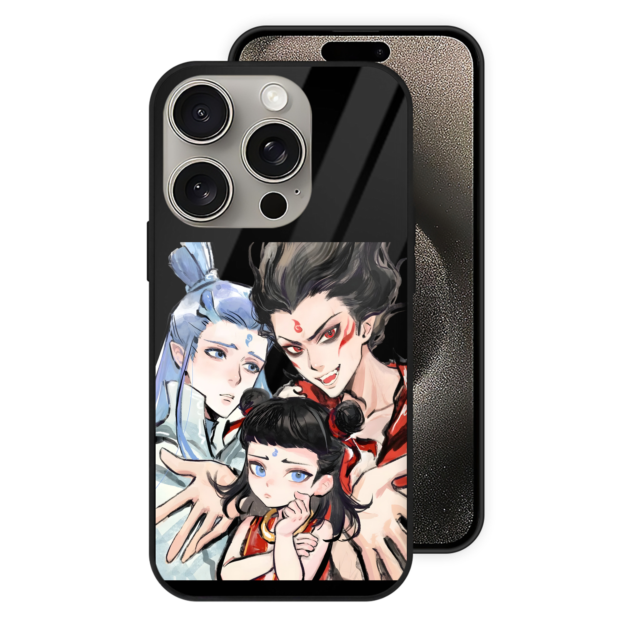 （画像用） Ne Zha 2 ナタ 魔童の大暴れ 【iPhone15Pro対応】スマホケース 耐衝撃＆黄変防止 背面ガラス