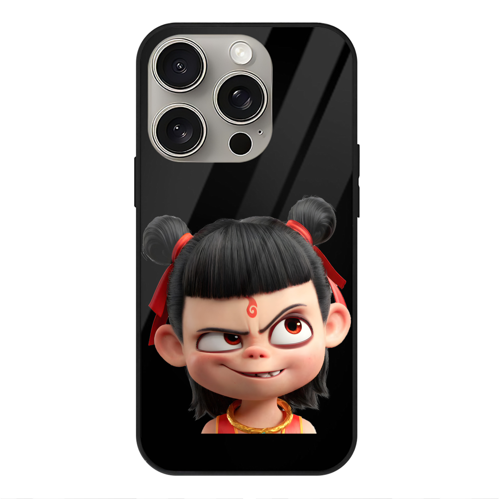 （画像用） Ne Zha 2 ナタ 魔童の大暴れ 【iPhone15Pro対応】スマホケース 耐衝撃＆黄変防止 背面ガラス