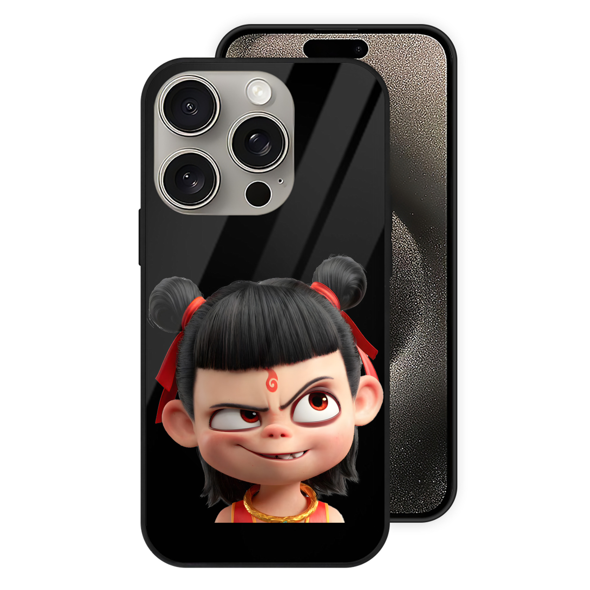 （画像用） Ne Zha 2 ナタ 魔童の大暴れ 【iPhone15Pro対応】スマホケース 耐衝撃＆黄変防止 背面ガラス
