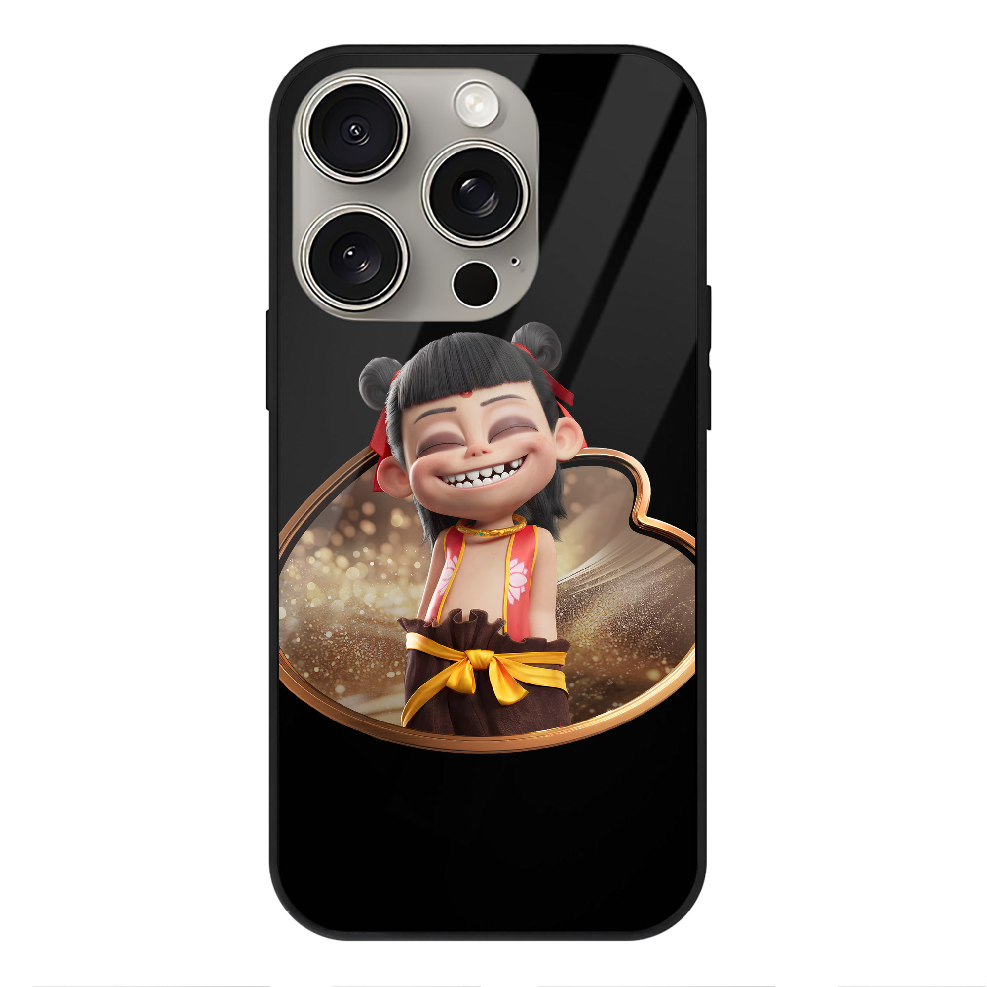 （画像用） Ne Zha 2 ナタ 魔童の大暴れ 【iPhone15Pro対応】スマホケース 耐衝撃＆黄変防止 背面ガラス