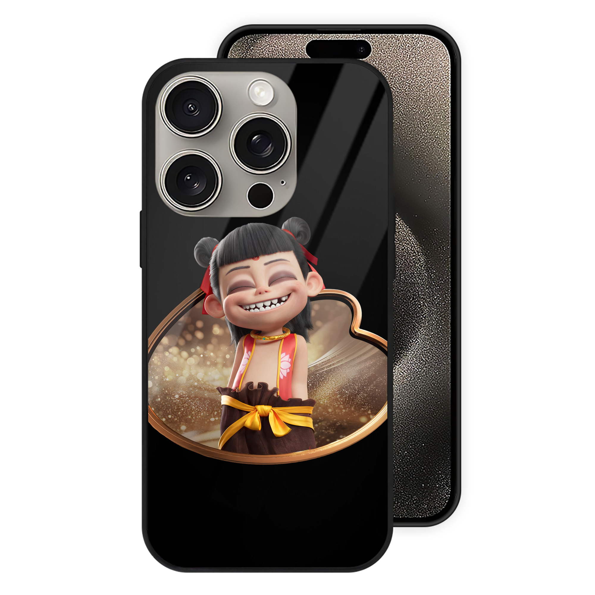 （画像用） Ne Zha 2 ナタ 魔童の大暴れ 【iPhone15Pro対応】スマホケース 耐衝撃＆黄変防止 背面ガラス