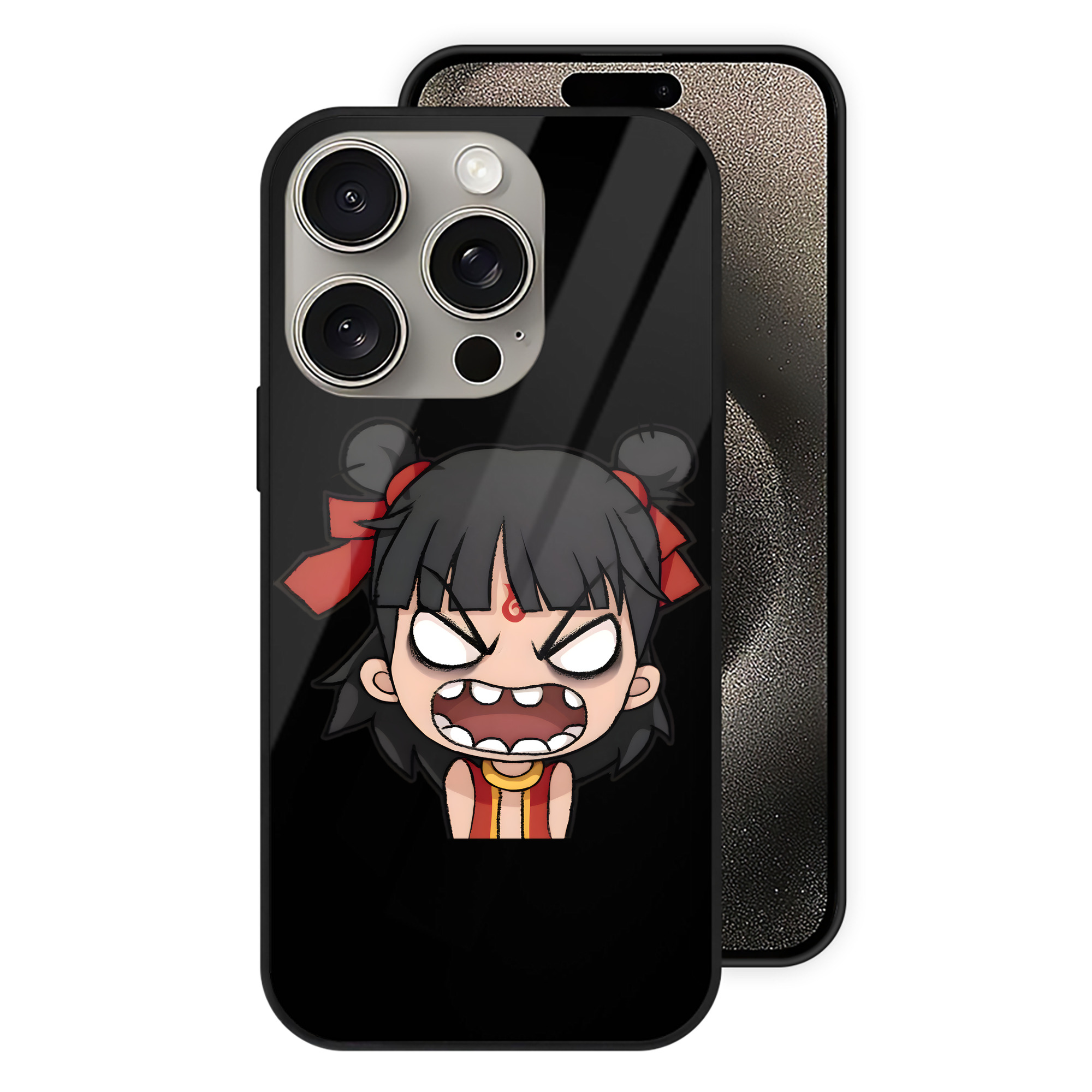 （画像用） Ne Zha 2 ナタ 魔童の大暴れ 【iPhone15Pro対応】スマホケース 耐衝撃＆黄変防止 背面ガラス