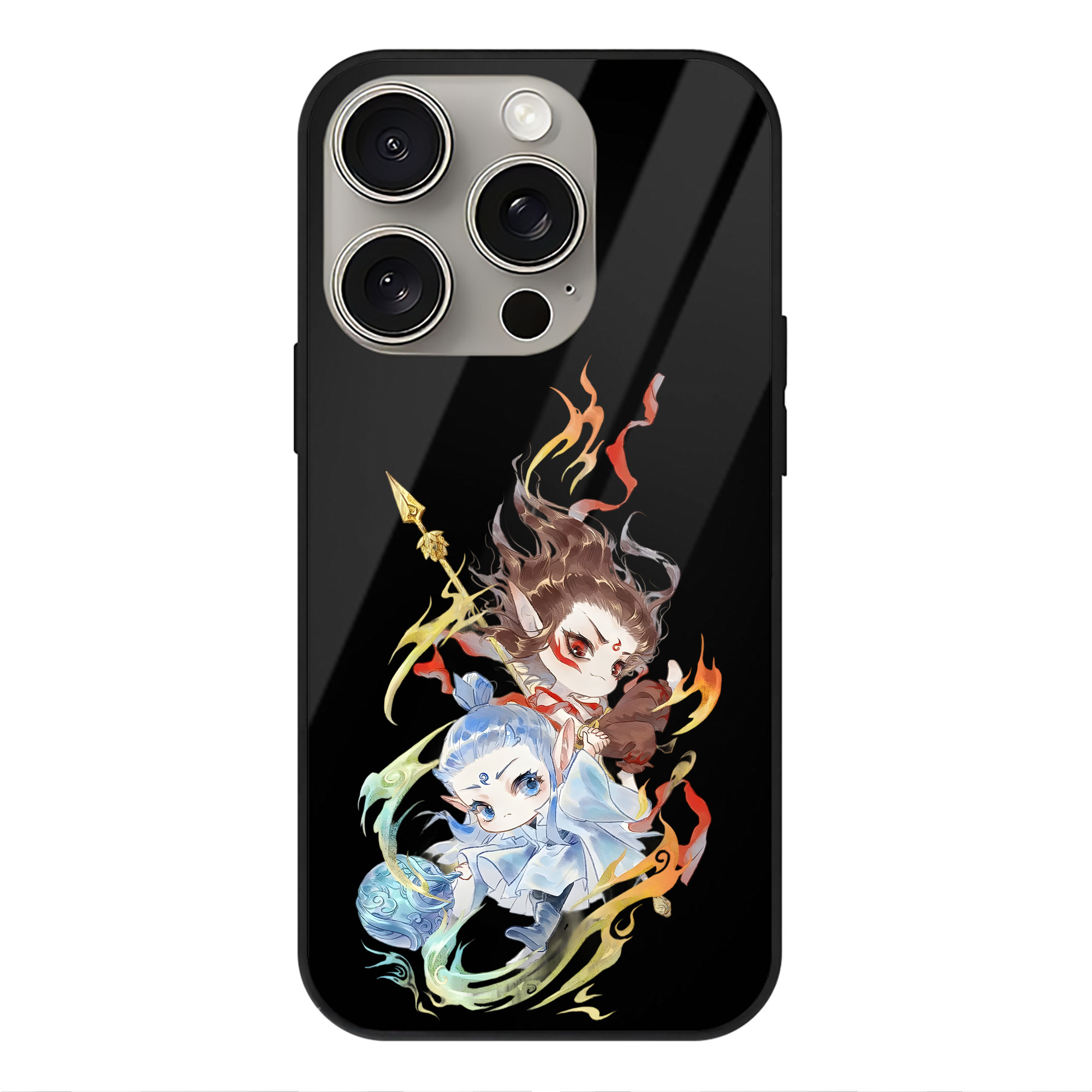 （画像用） Ne Zha 2 ナタ 魔童の大暴れ 【iPhone15Pro対応】スマホケース 耐衝撃＆黄変防止 背面ガラス