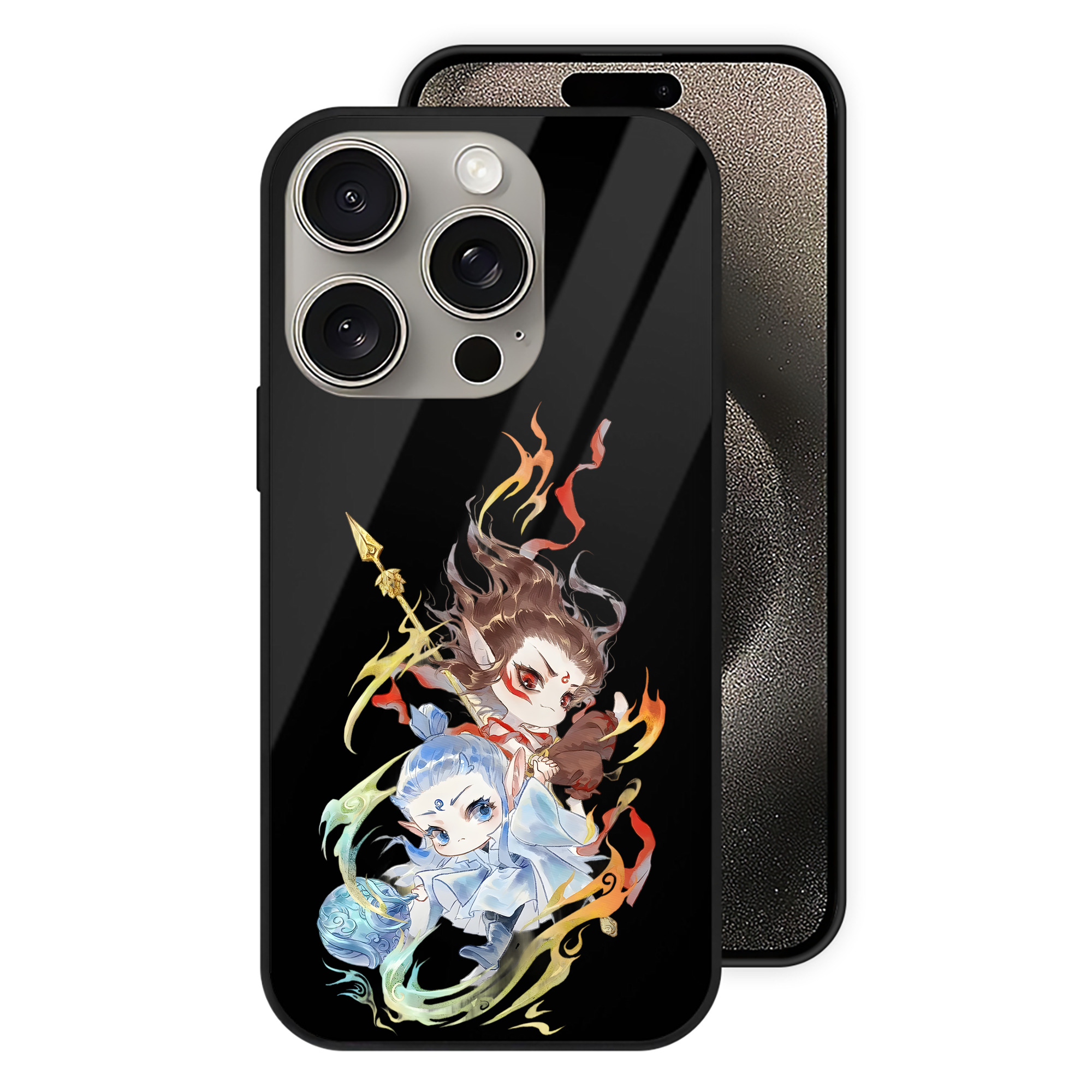 （画像用） Ne Zha 2 ナタ 魔童の大暴れ 【iPhone15Pro対応】スマホケース 耐衝撃＆黄変防止 背面ガラス