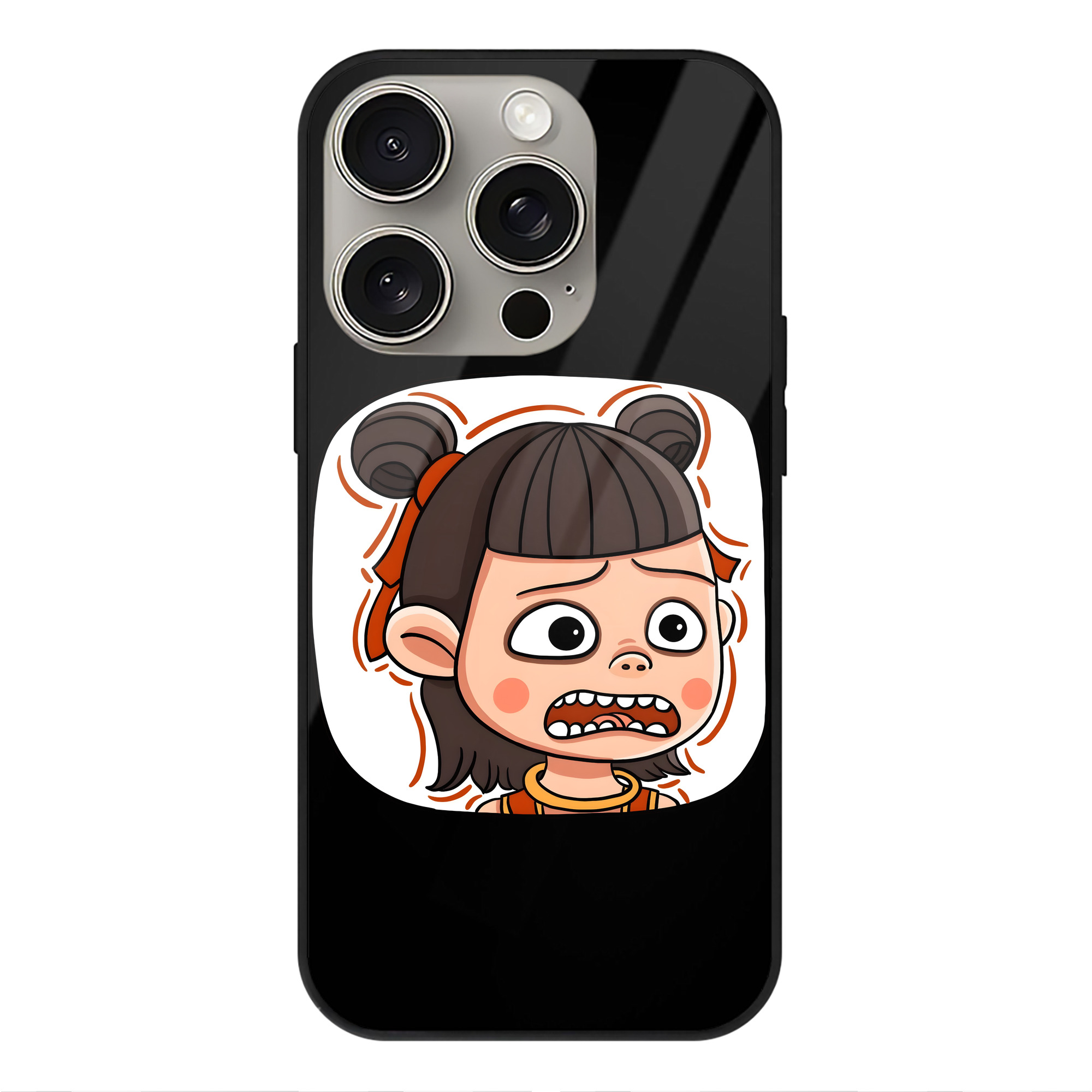 （画像用） Ne Zha 2 ナタ 魔童の大暴れ 【iPhone15Pro対応】スマホケース 耐衝撃＆黄変防止 背面ガラス