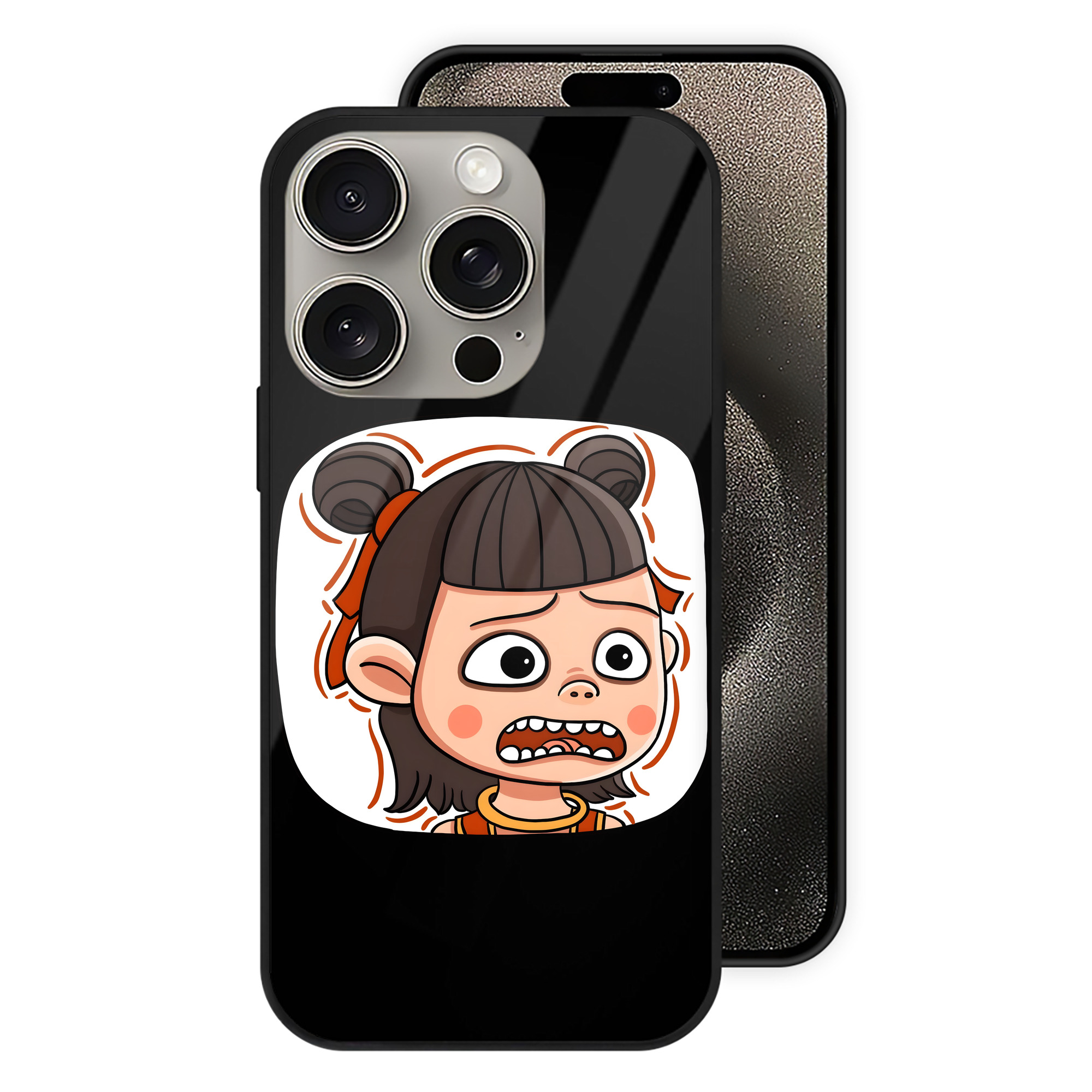 （画像用） Ne Zha 2 ナタ 魔童の大暴れ 【iPhone15Pro対応】スマホケース 耐衝撃＆黄変防止 背面ガラス