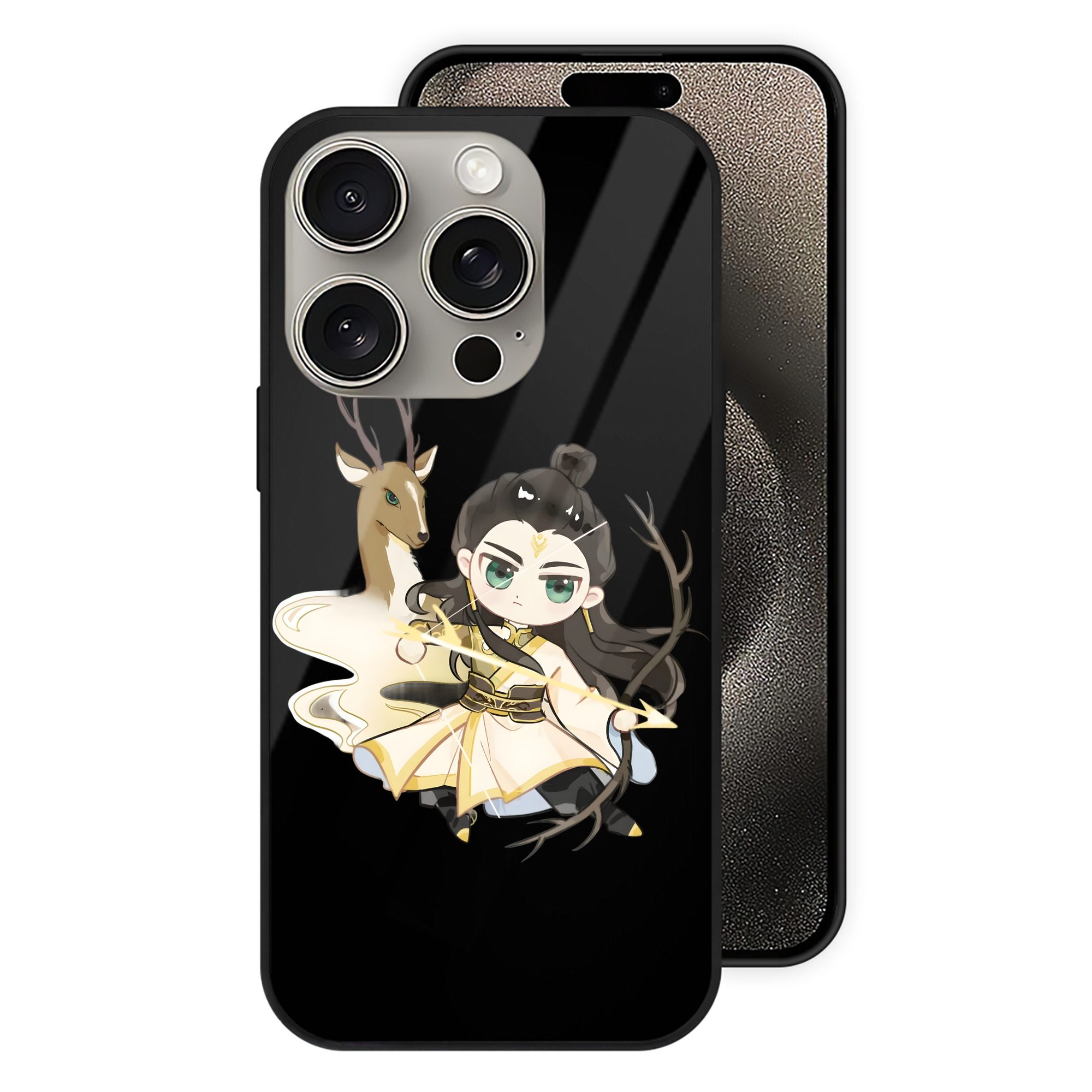 （画像用） Ne Zha 2 ナタ 魔童の大暴れ 【iPhone15Pro対応】スマホケース 耐衝撃＆黄変防止 背面ガラス