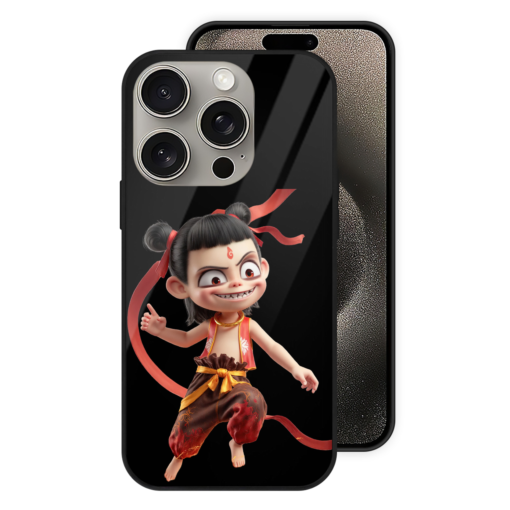 Ne Zha 2 ナタ 魔童の大暴れ 【iPhone15Pro対応】スマホケース 耐衝撃＆黄変防止 背面ガラス