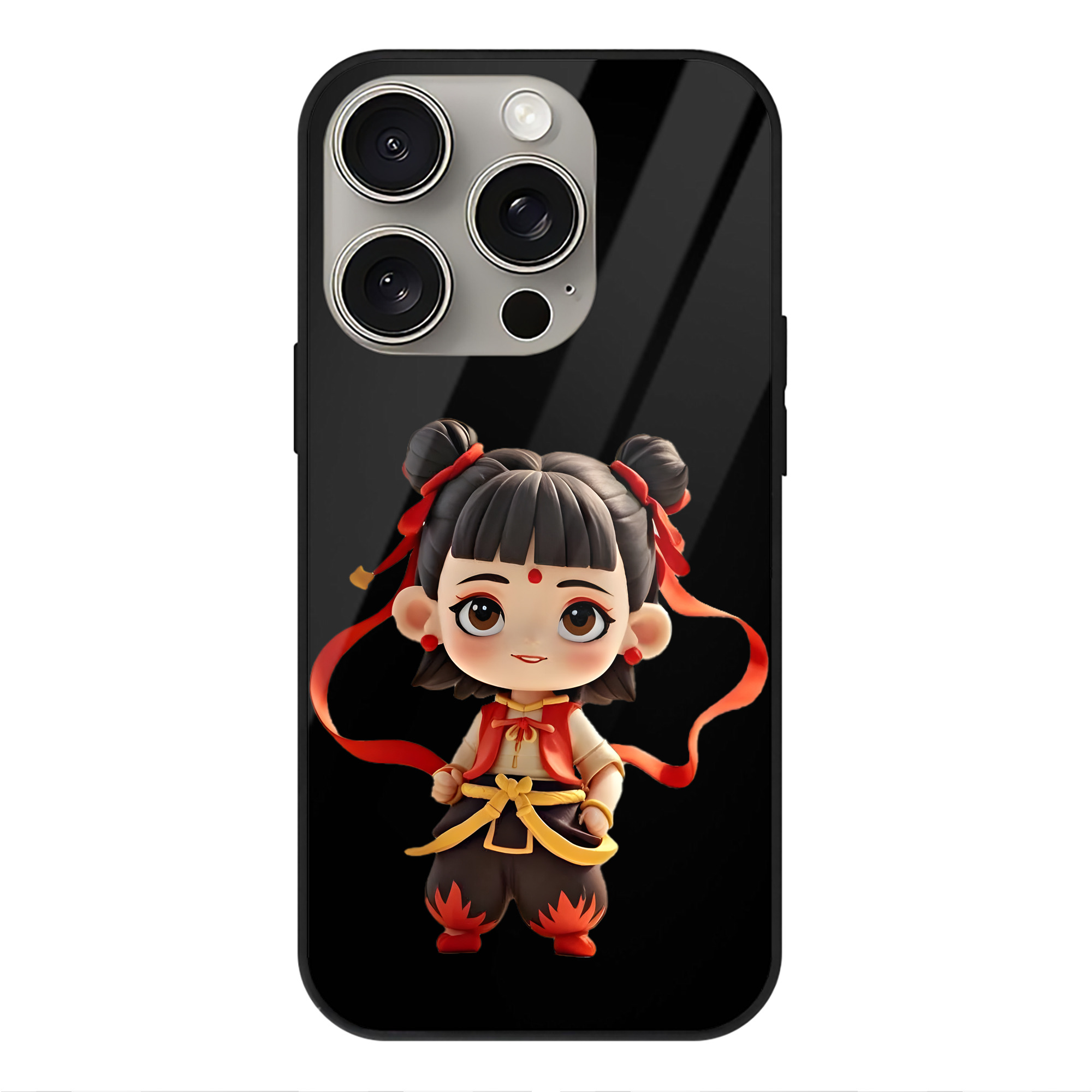 （画像用） Ne Zha 2 ナタ 魔童の大暴れ 【iPhone15Pro対応】スマホケース 耐衝撃＆黄変防止 背面ガラス