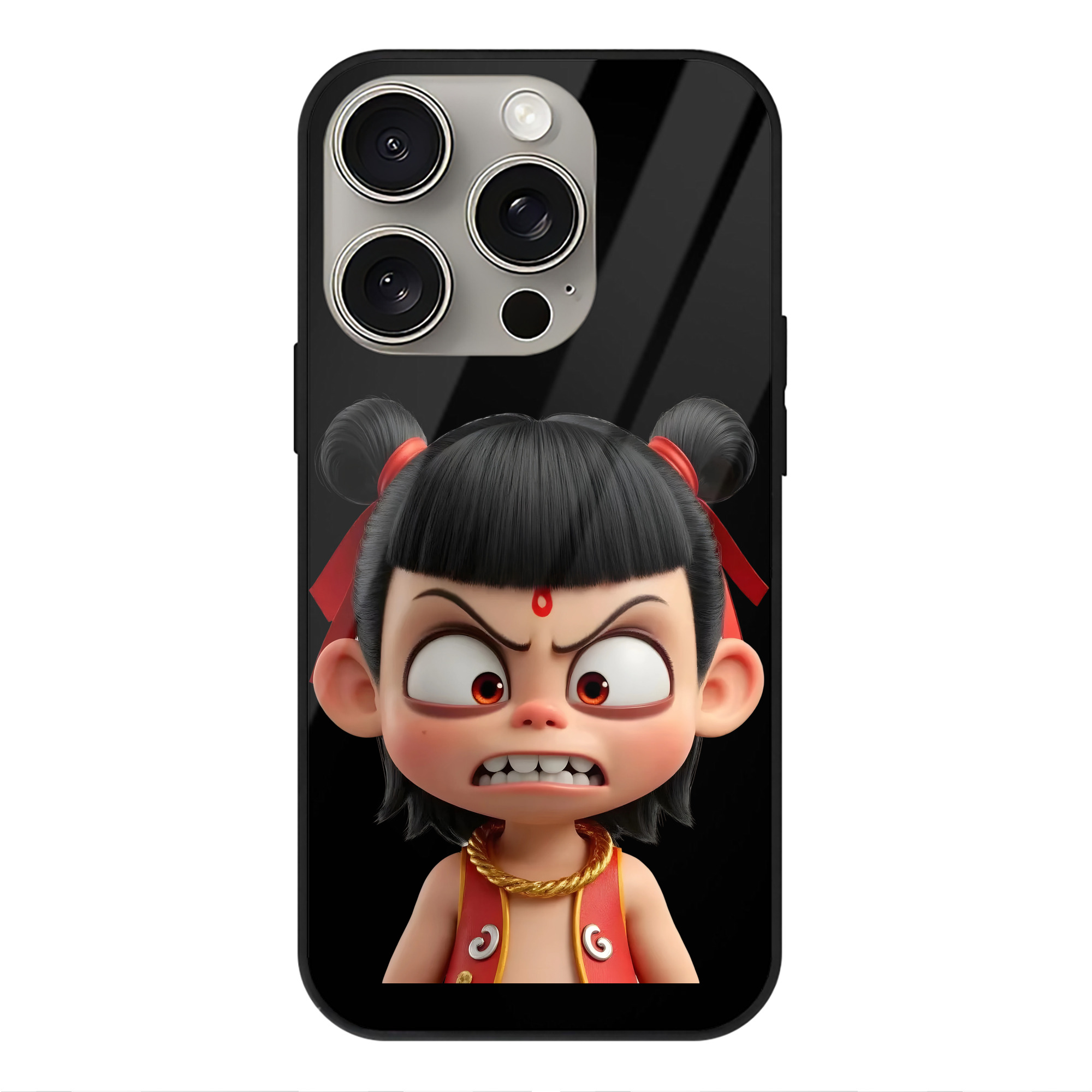 （画像用） Ne Zha 2 ナタ 魔童の大暴れ 【iPhone15Pro対応】スマホケース 耐衝撃＆黄変防止 背面ガラス