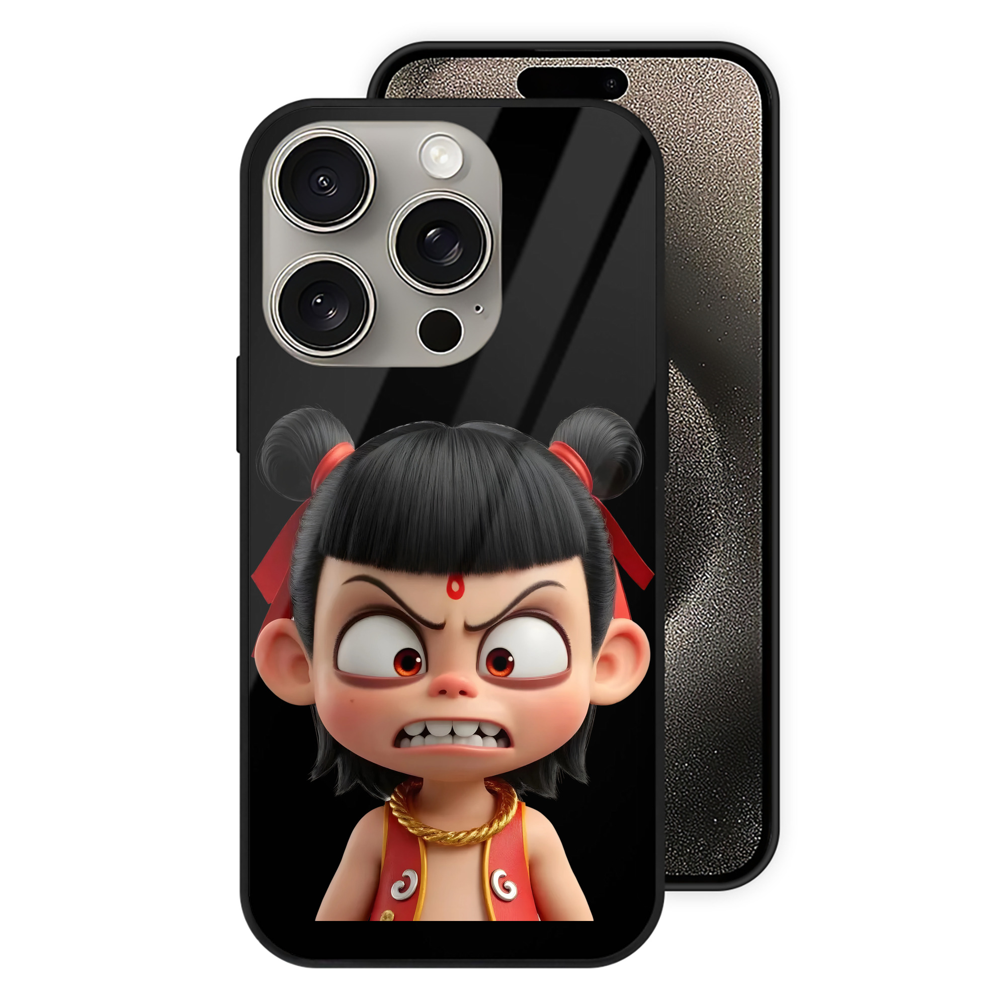 （画像用） Ne Zha 2 ナタ 魔童の大暴れ 【iPhone15Pro対応】スマホケース 耐衝撃＆黄変防止 背面ガラス