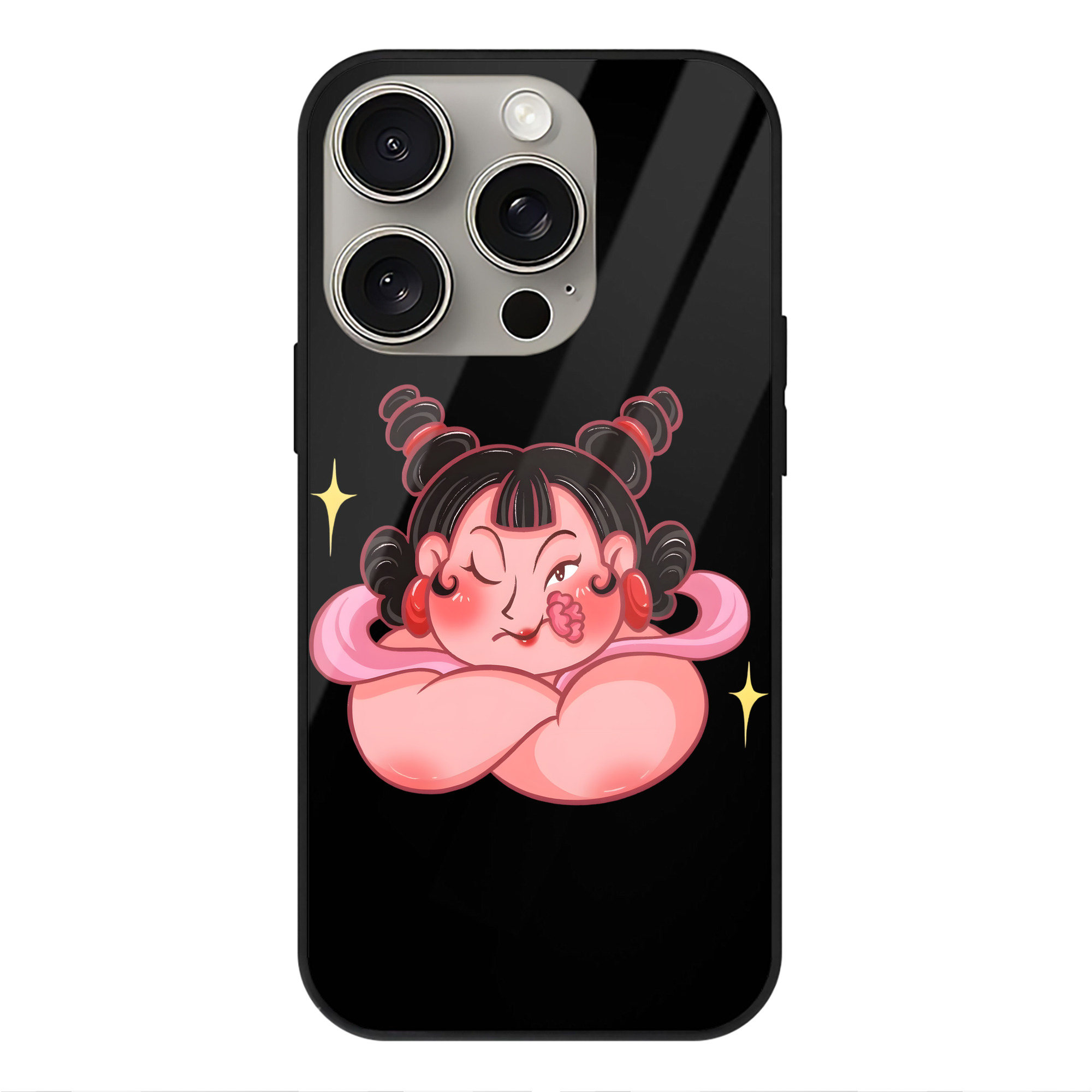 （画像用） Ne Zha 2 ナタ 魔童の大暴れ 【iPhone15Pro対応】スマホケース 耐衝撃＆黄変防止 背面ガラス
