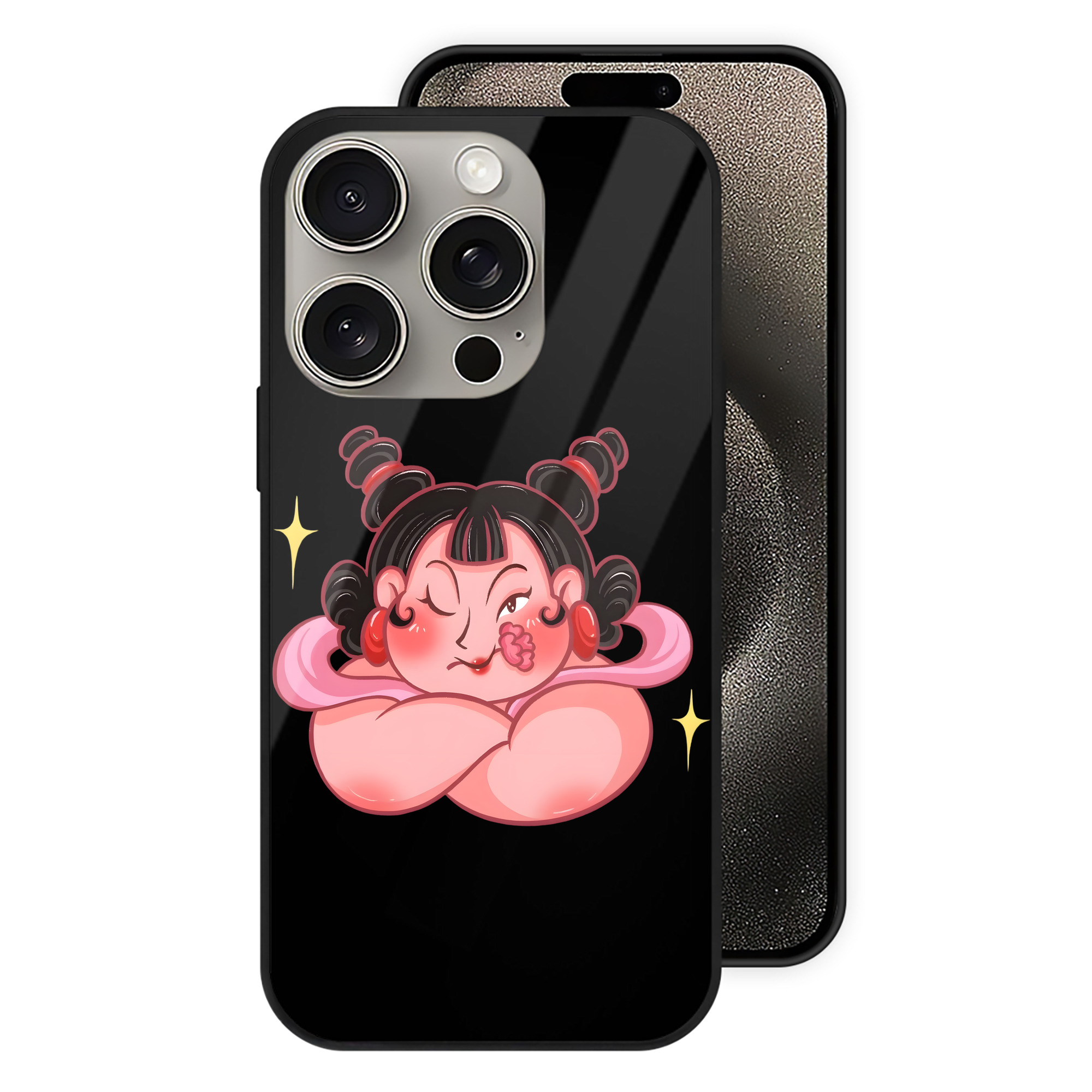 （画像用） Ne Zha 2 ナタ 魔童の大暴れ 【iPhone15Pro対応】スマホケース 耐衝撃＆黄変防止 背面ガラス